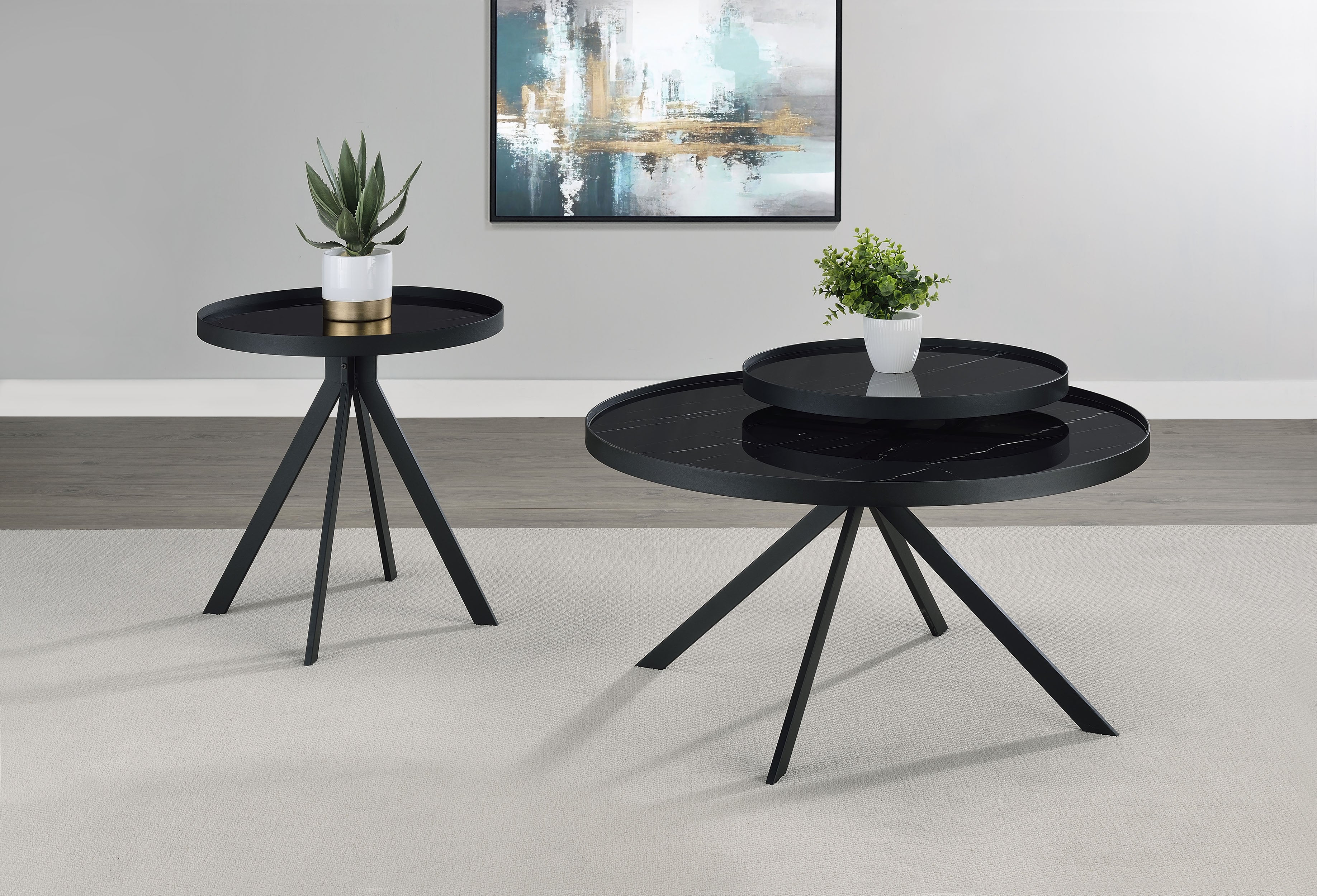 Briggs 2-piece Round Coffee and End Table Set Black — view 1