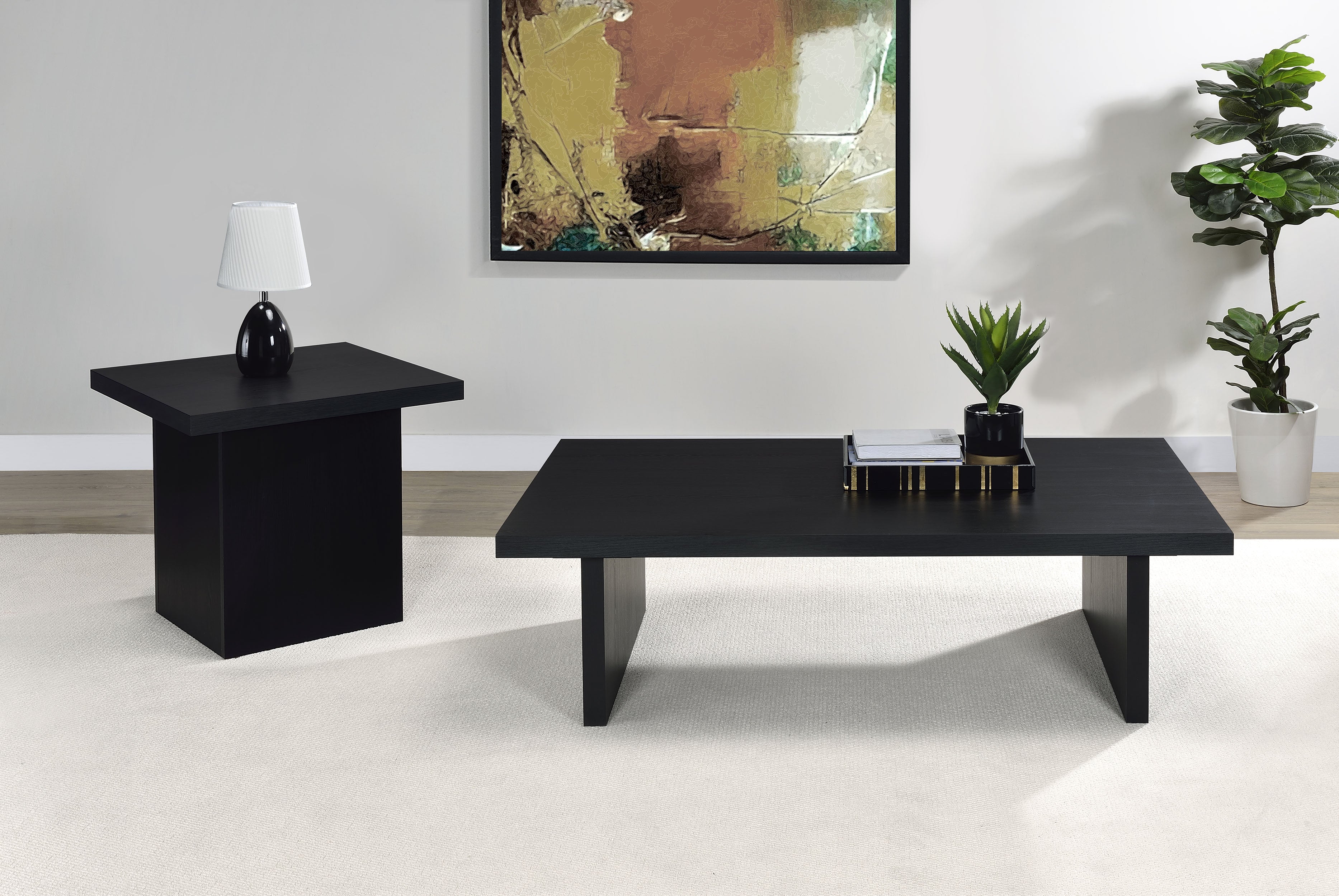 Max Square Engineered Laminate End Side Table Black — view 9