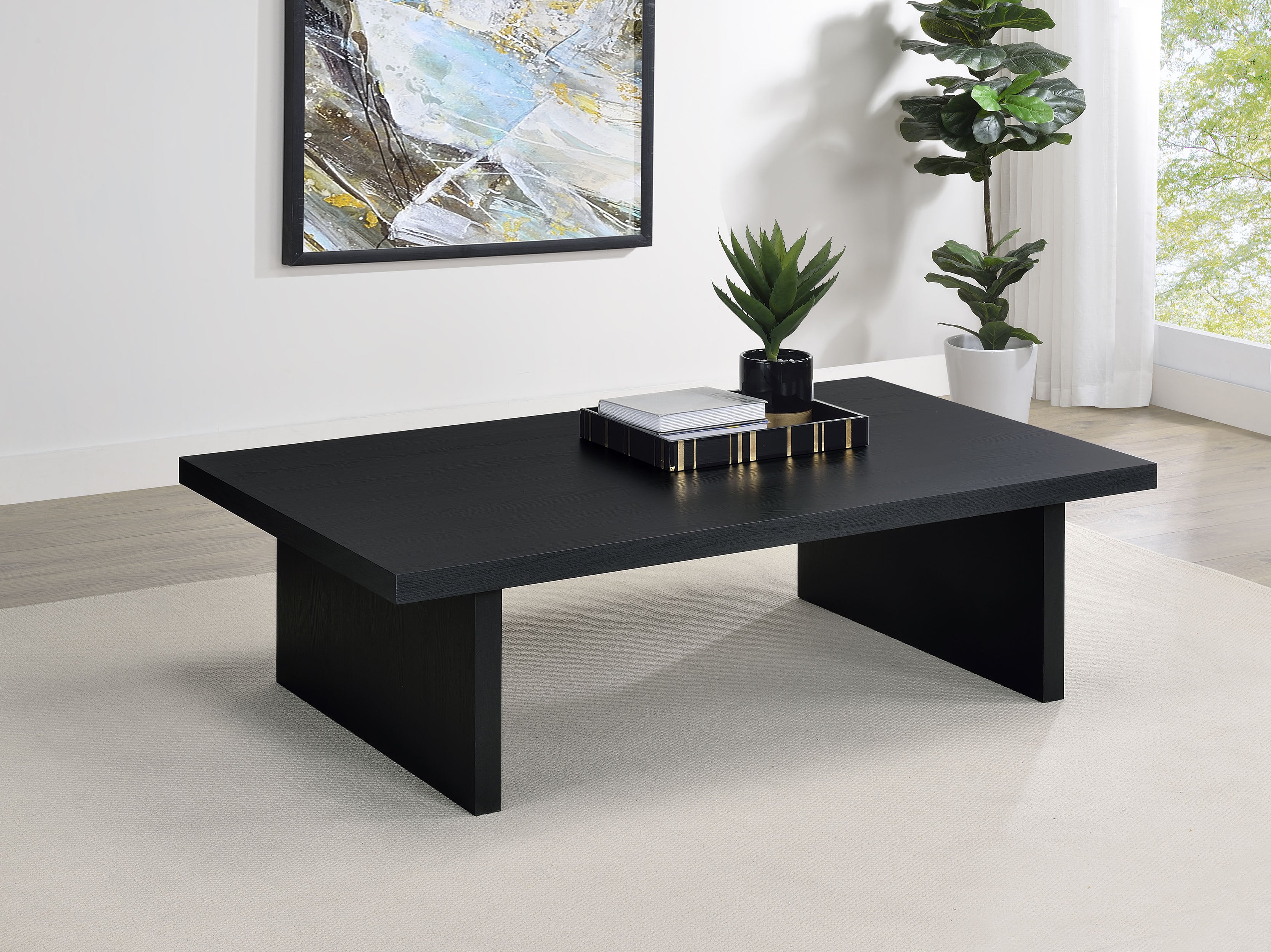 Max Rectangular Engineered Laminate Coffee Table Black — view 2