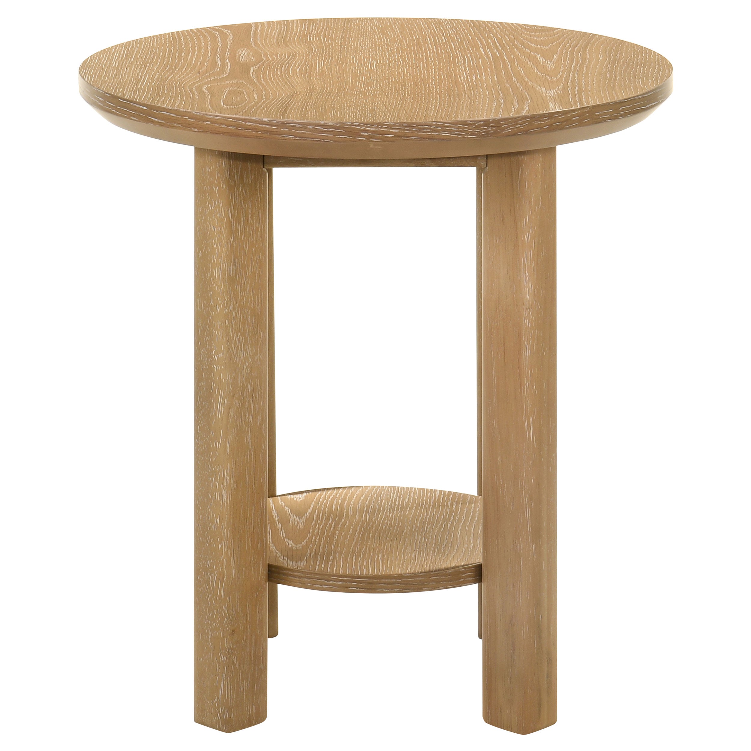 Ottowa Round Wood Side End Table with Shelf Light Oak — view 5