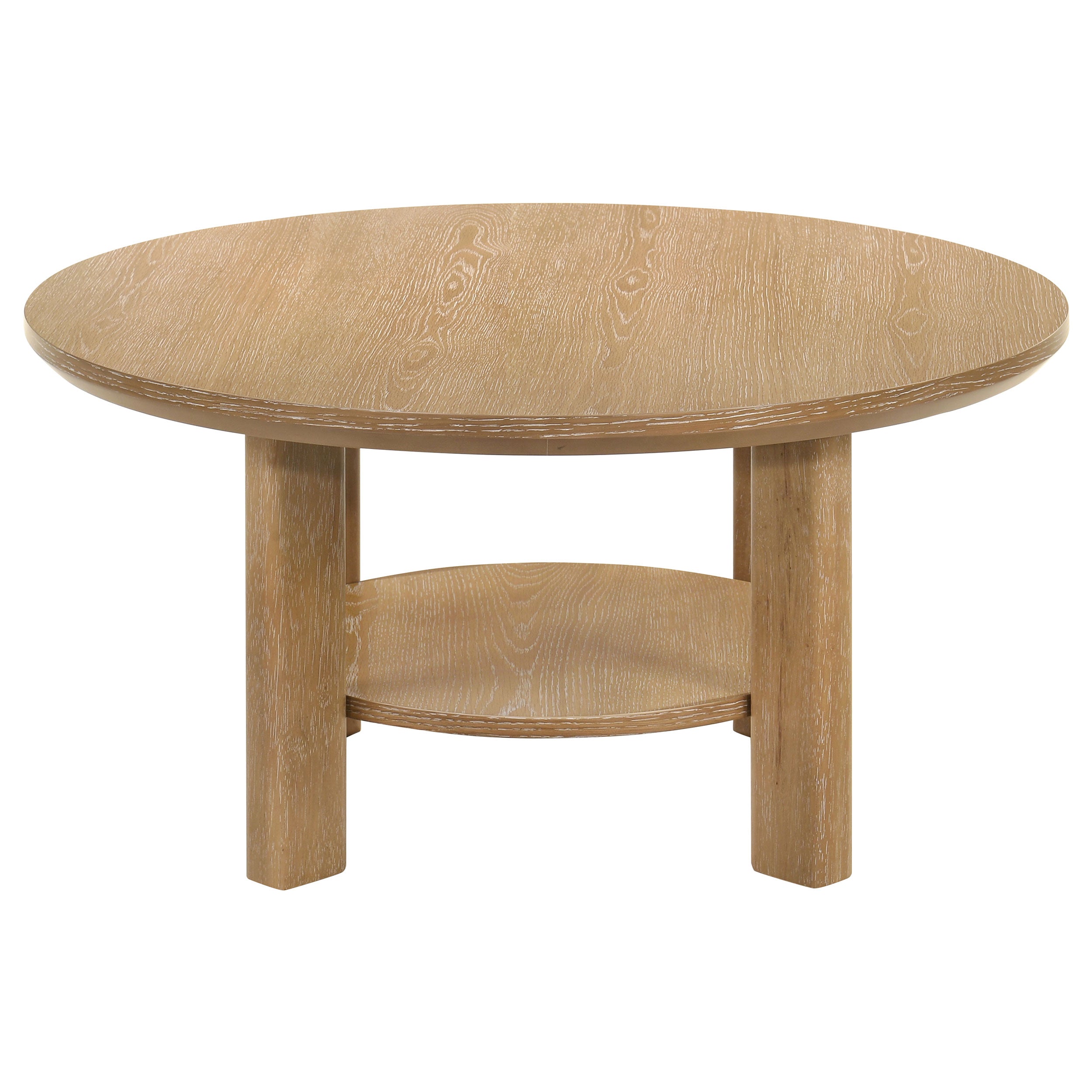Ottowa 36-inch Round Wood Cocktail Coffee Table Light Oak — view 5