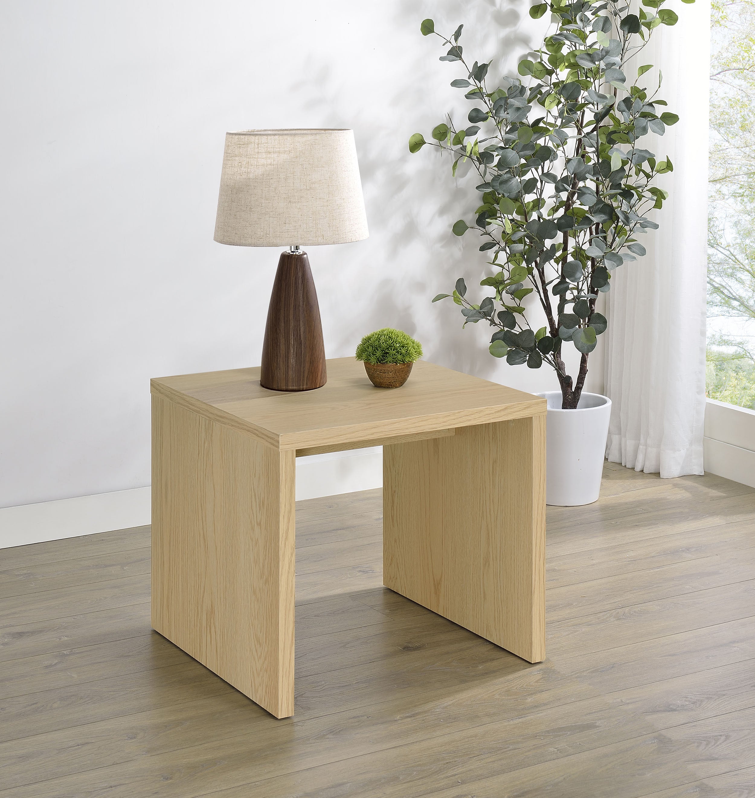 Canoga Engineered Wood Accent Side End Table Light Oak — view 2