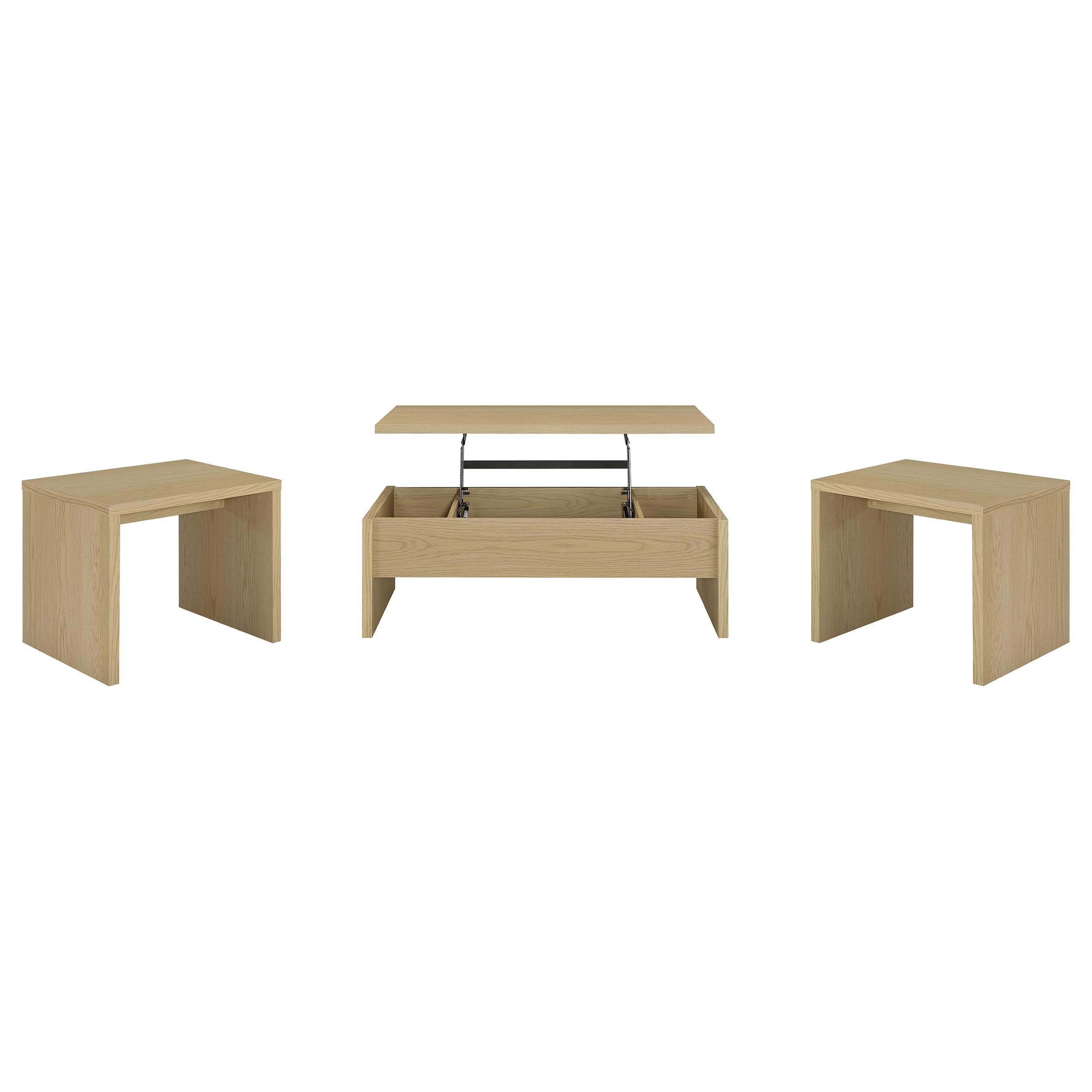 Canoga 3-piece Lift Top Cocktail Coffee Table Set Light Oak — view 2