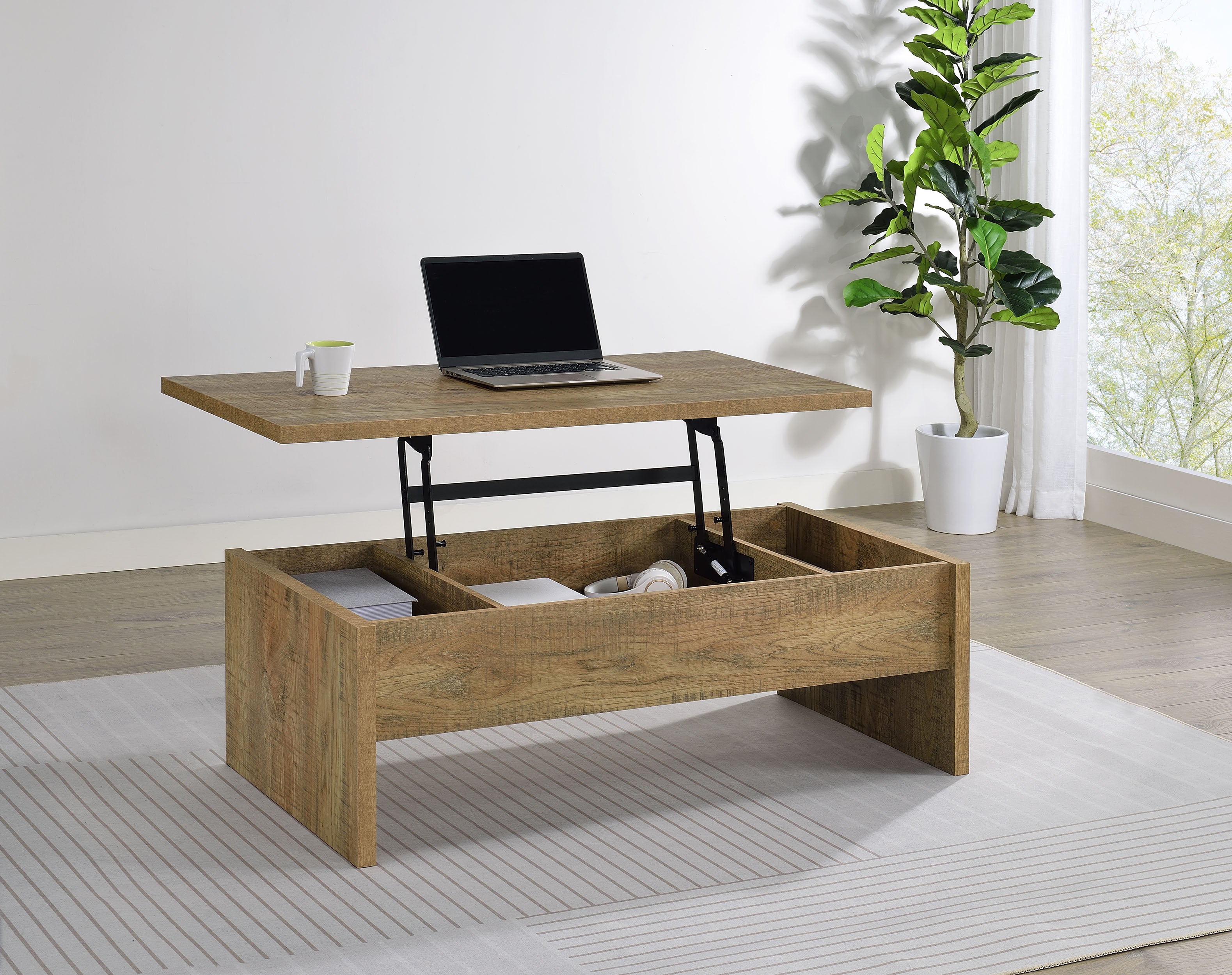 Canoga Engineered Wood Lift Top Cocktail Coffee Table Mango — view 2