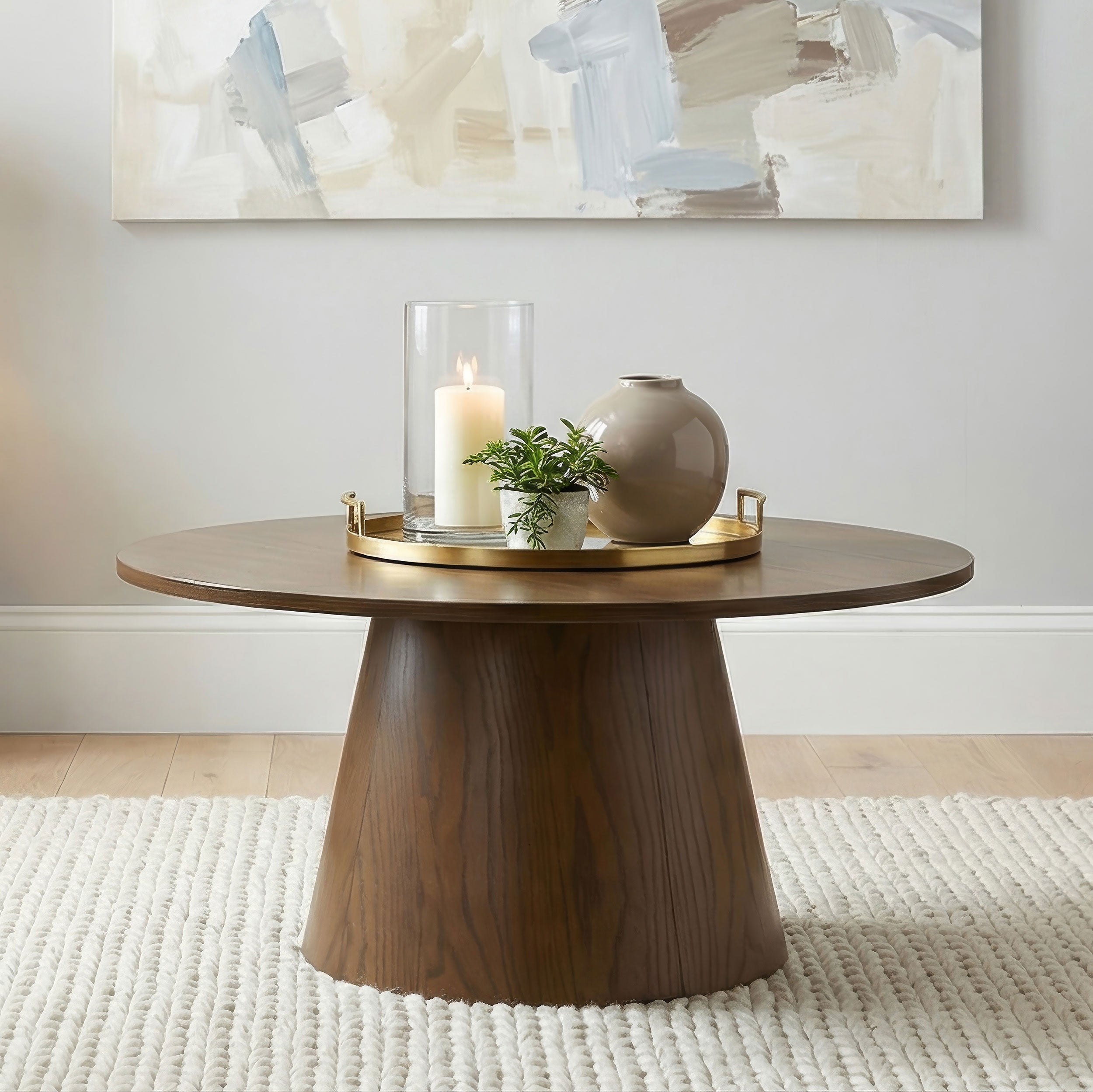 Franklin 36-inch Round Pedestal Coffee Table Dark Brown — view 2