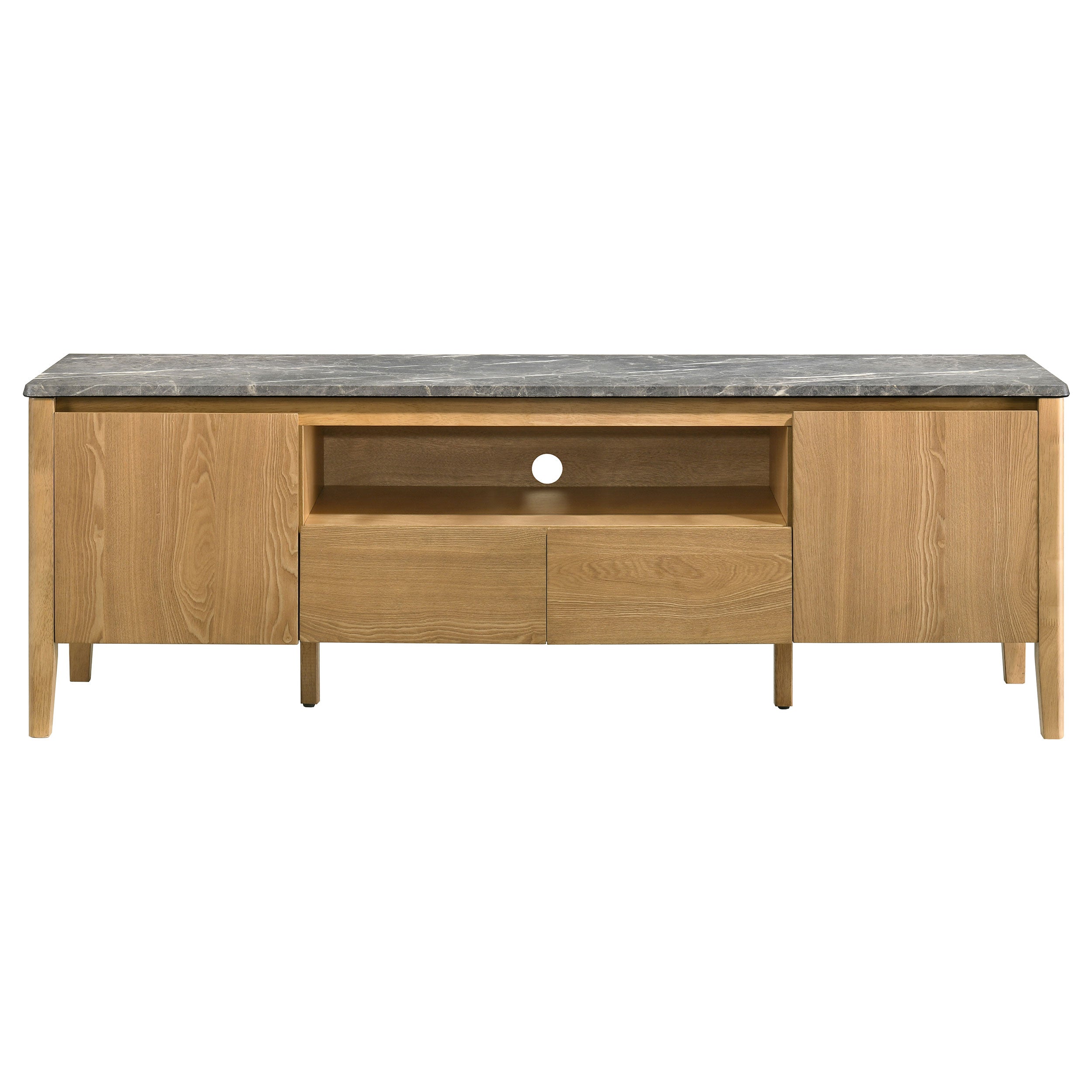 Bradley 63-inch 2-Door SmartTop TV Stand Grey and Natural — view 3
