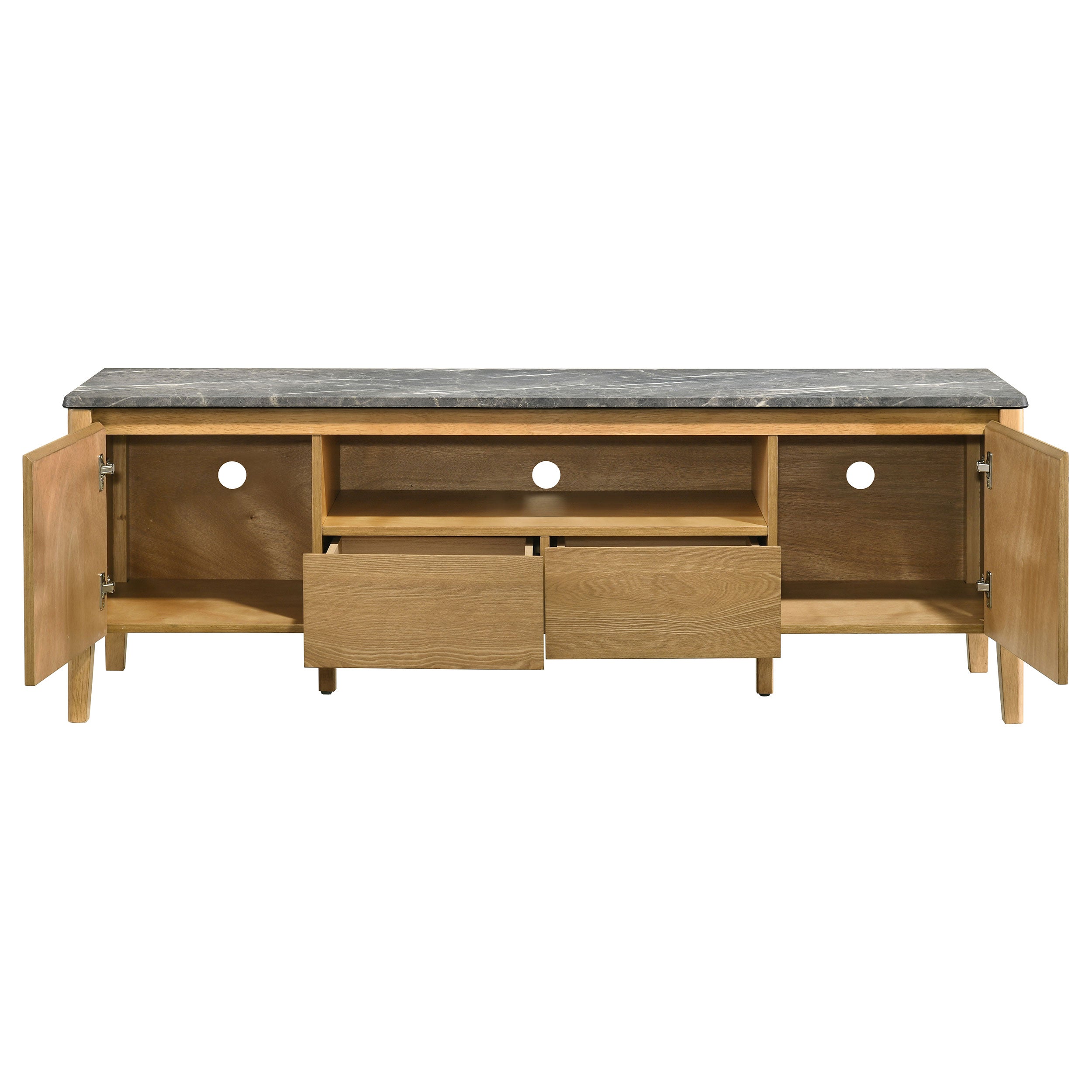 Bradley 63-inch 2-Door SmartTop TV Stand Grey and Natural — view 4