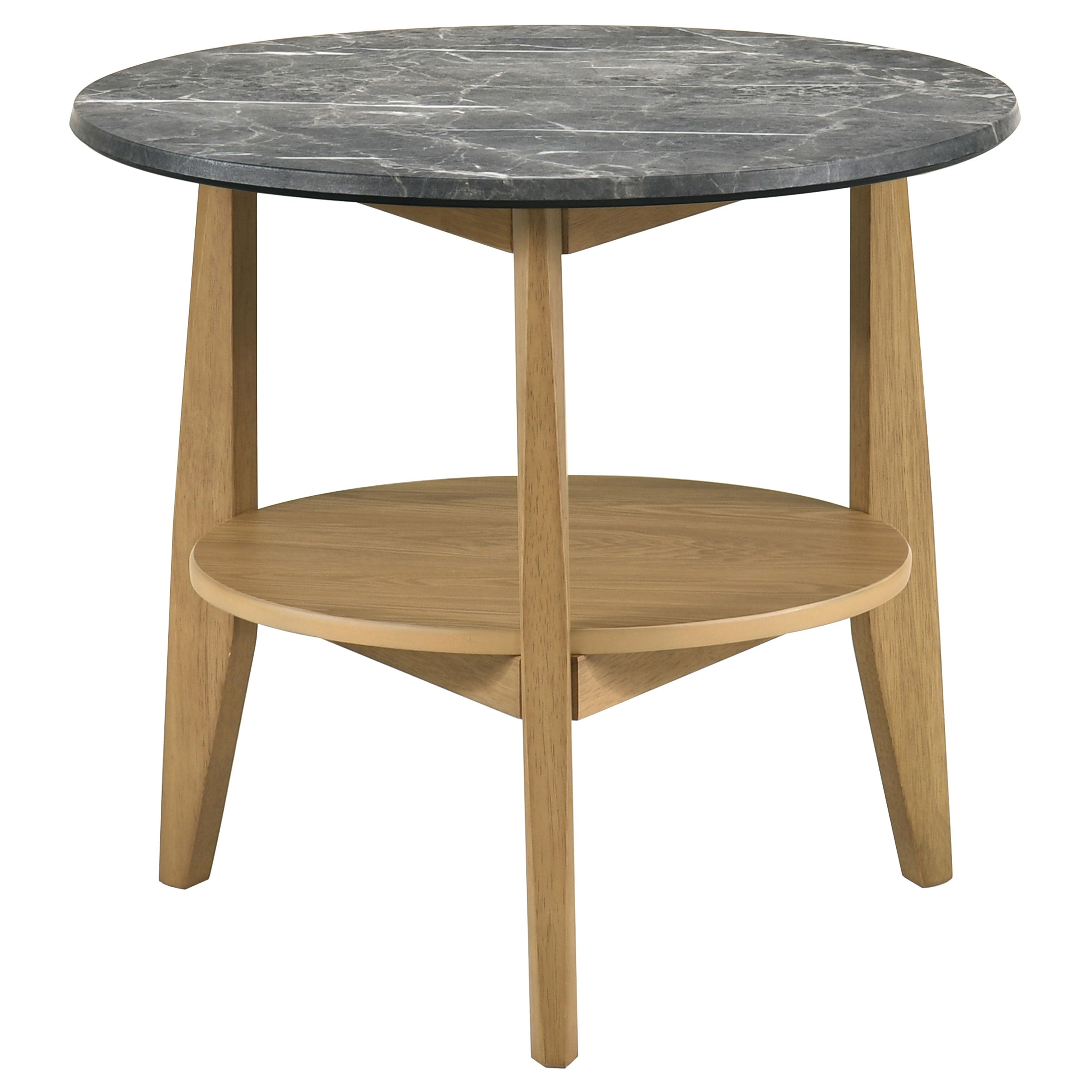 Bradley Round SmartTop End Side Table Grey and Natural — view 3