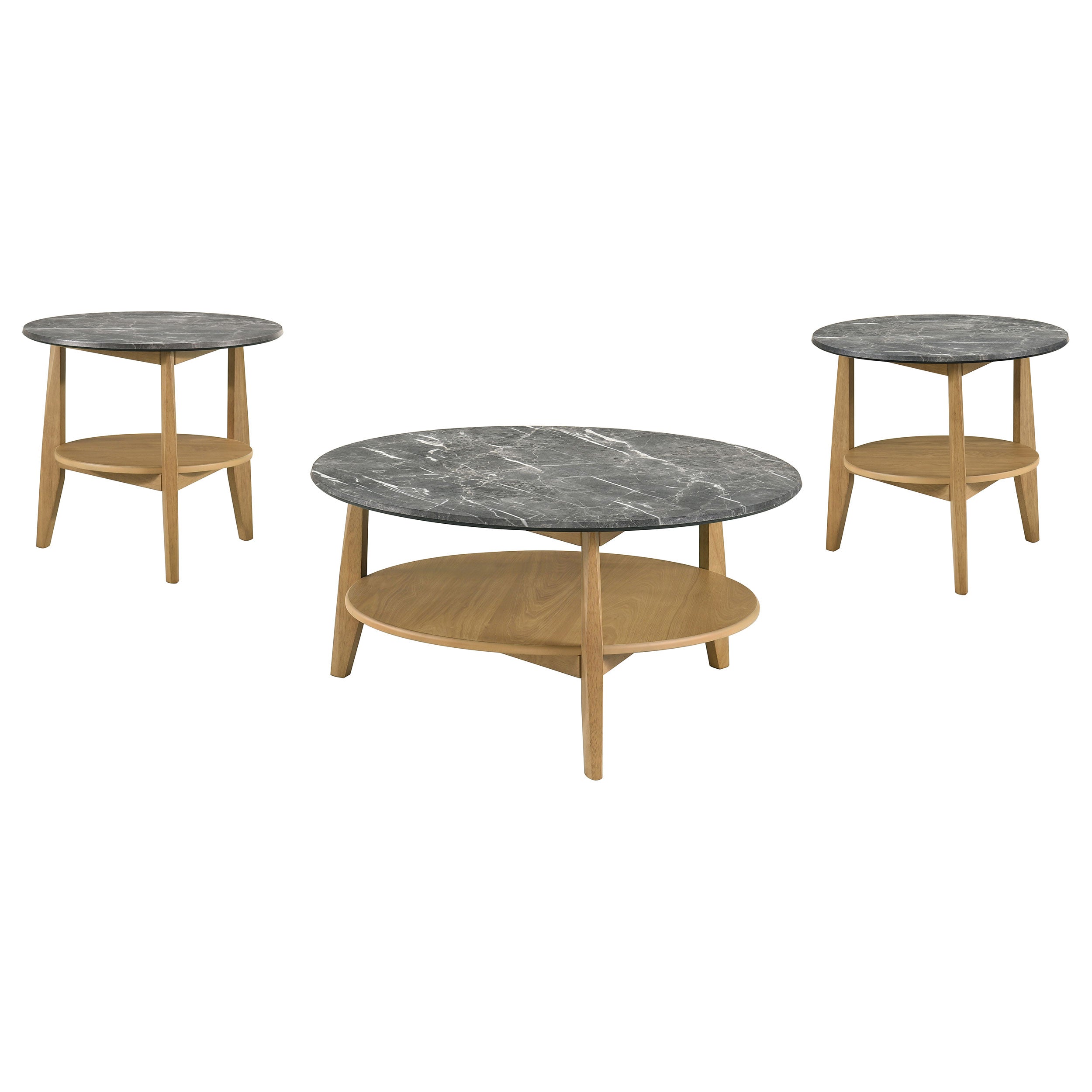 Bradley 3-Piece Round SmartTop Coffee Table Set Grey and Natural — view 2