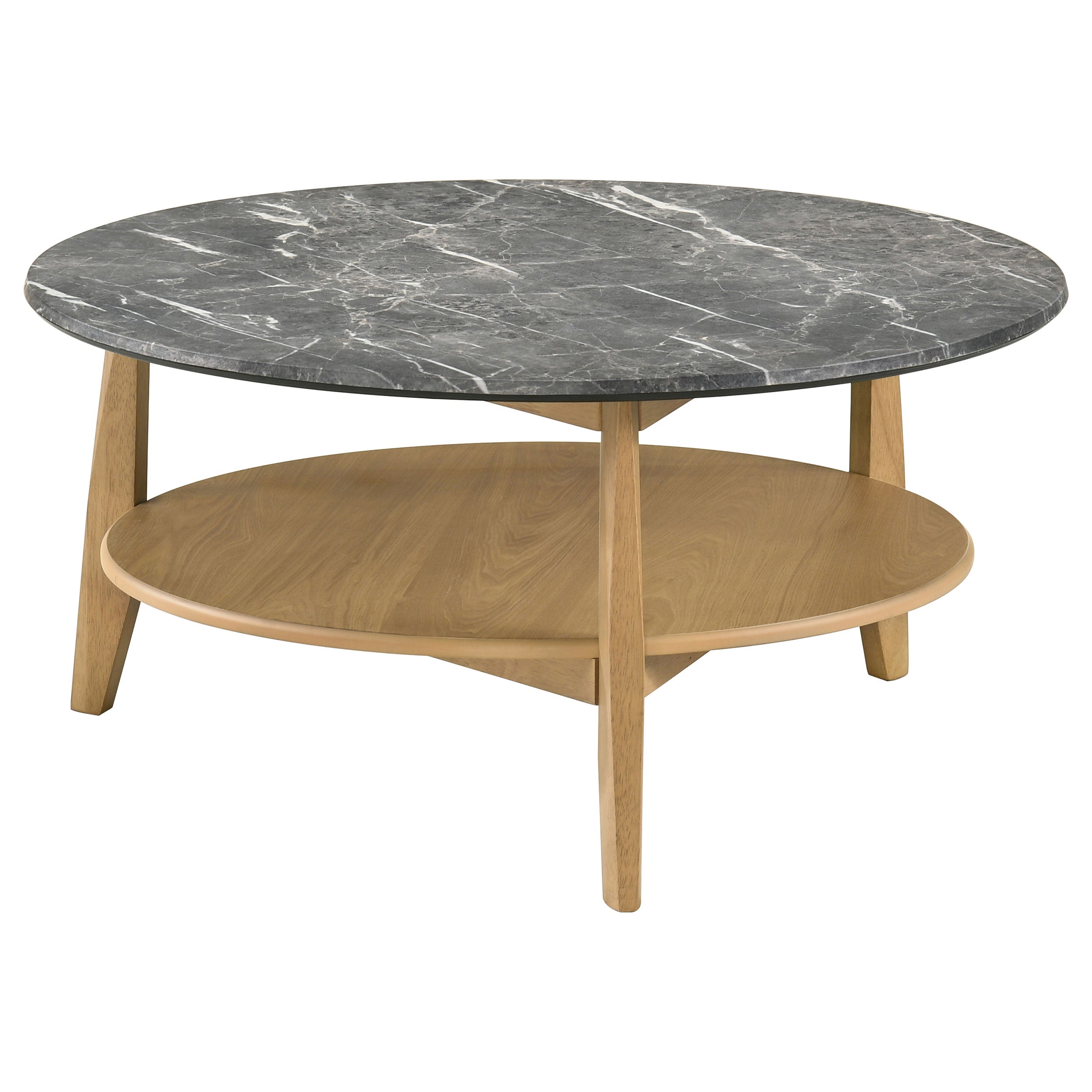 Bradley Round SmartTop Cocktail Coffee Table Grey and Natural — view 1