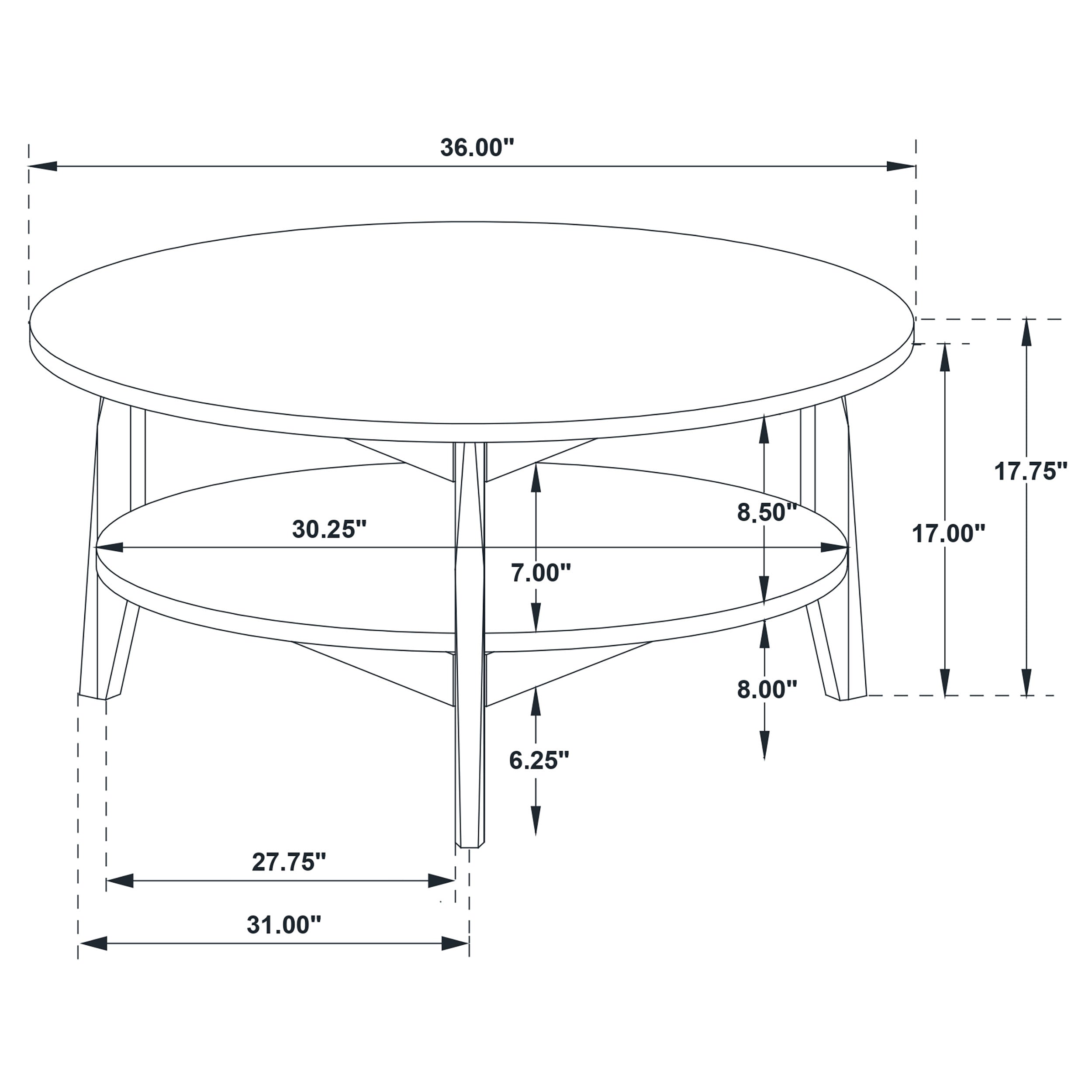 Bradley Round SmartTop Cocktail Coffee Table Grey and Natural — view 9