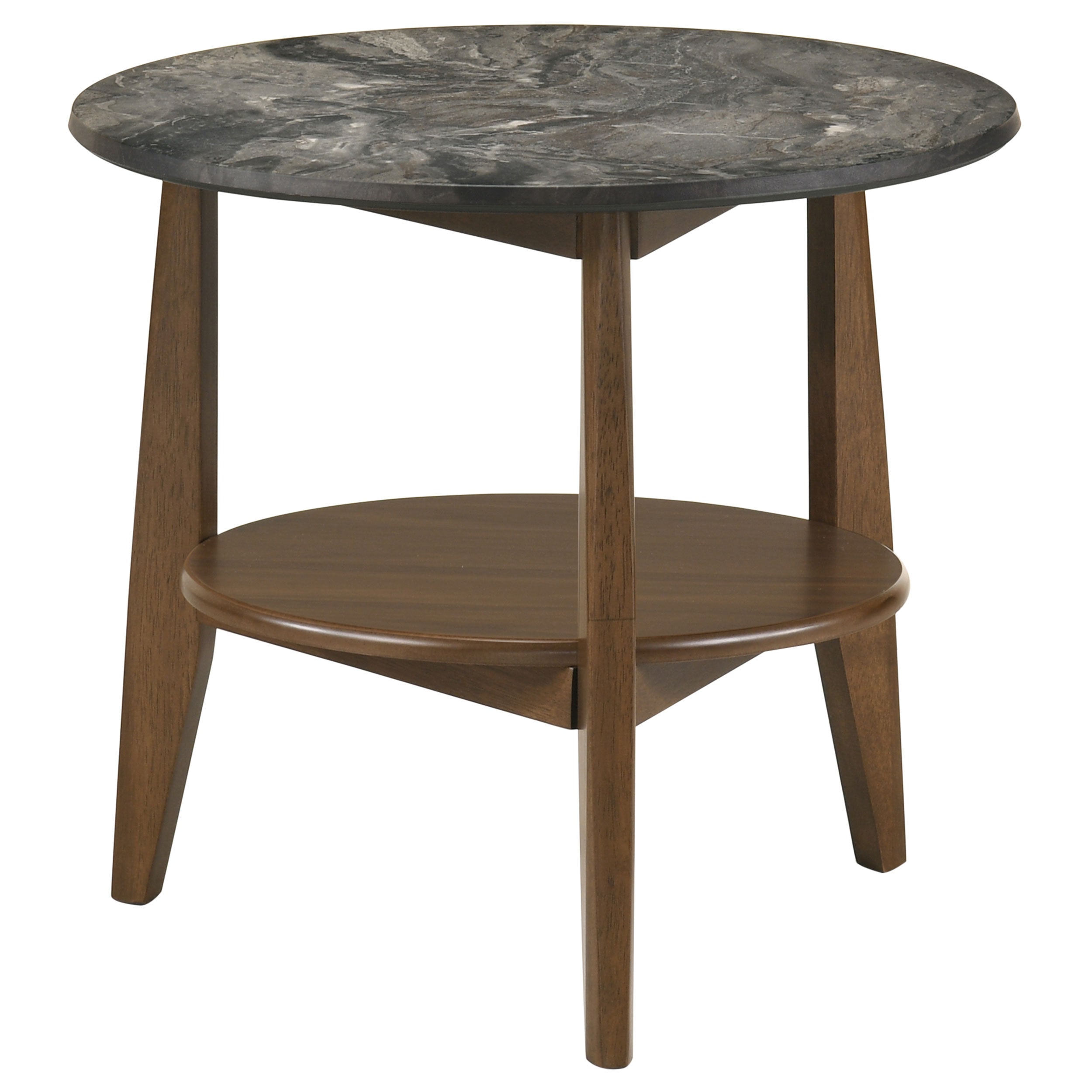 Bradley Round SmartTop End Side Table Smokey Grey and Dark Brown — view 1