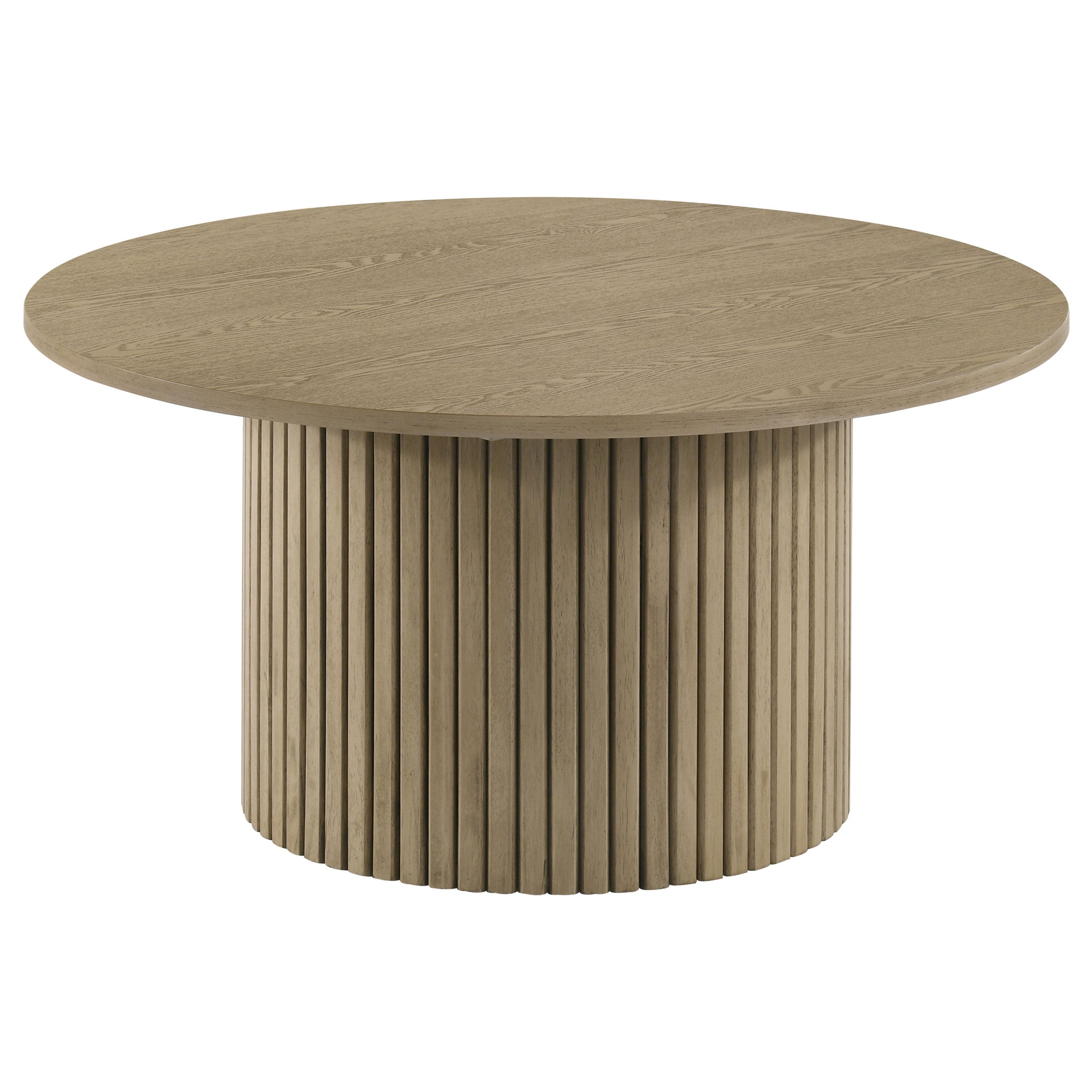 Hamlyn 3-piece Round Fluted Coffee and End Table Set Natural Oak — view 5