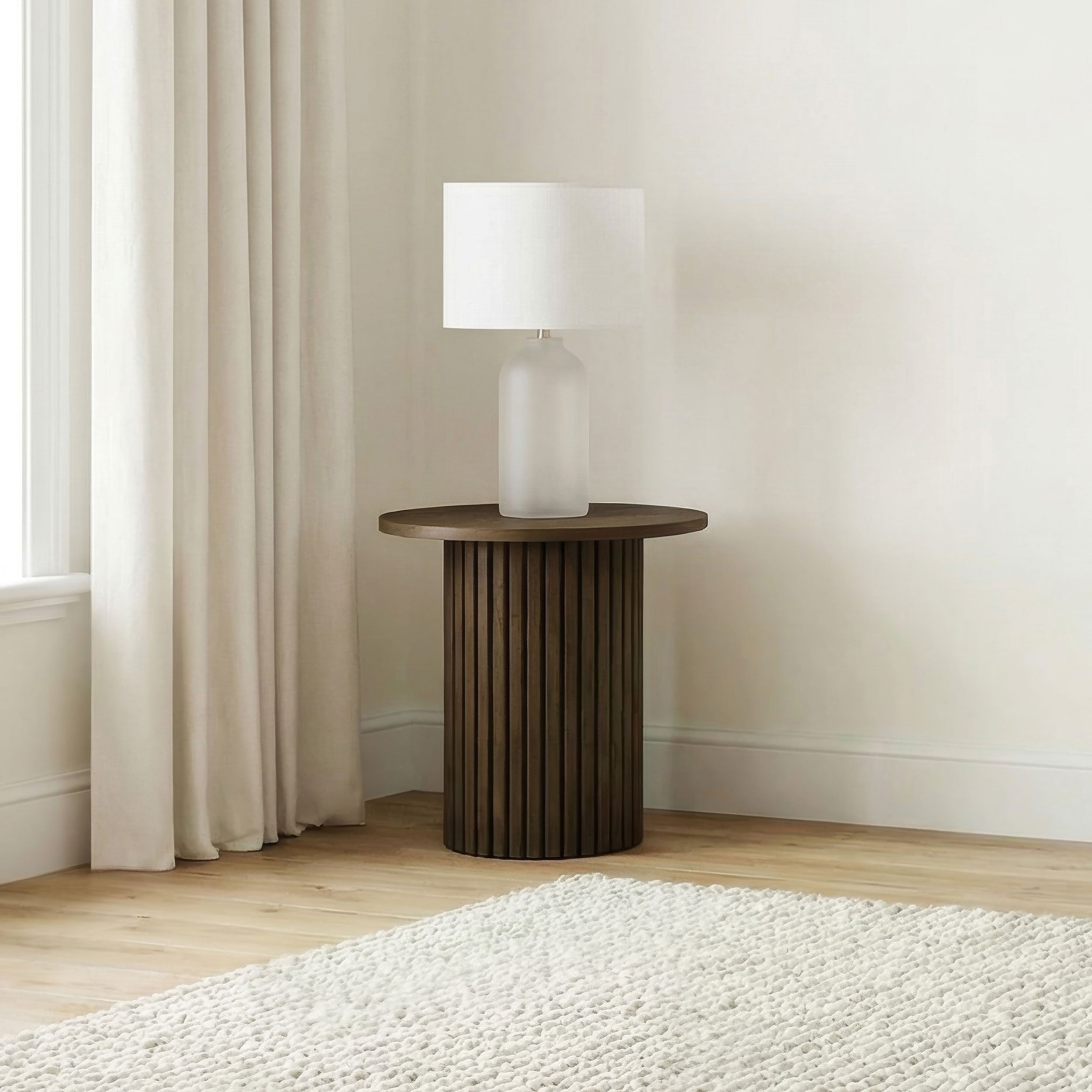 Hamlyn Round Fluted Occasional Side End Table Walnut — view 2
