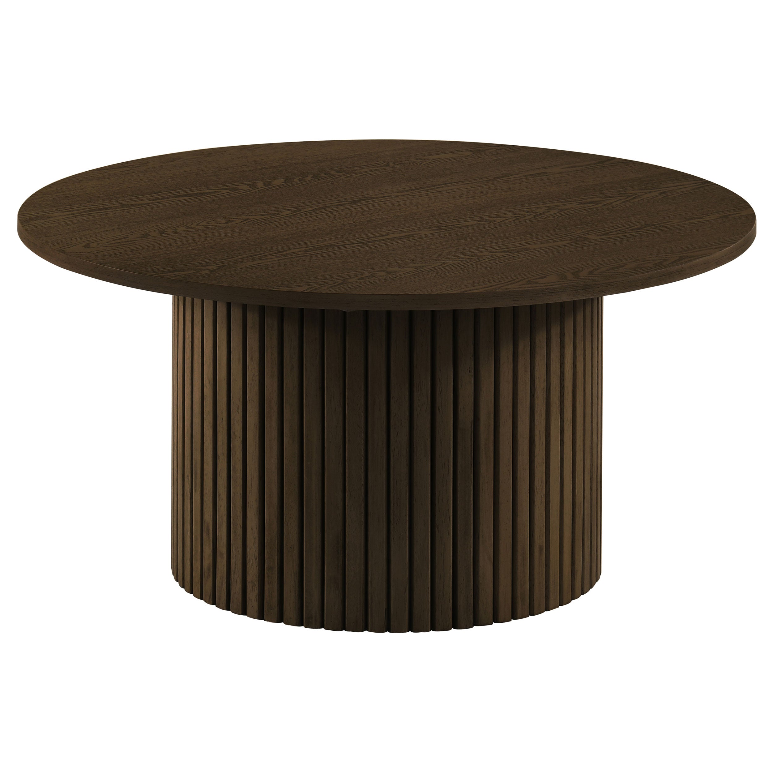 Hamlyn 3-piece Round Fluted Coffee and End Table Set Walnut — view 5