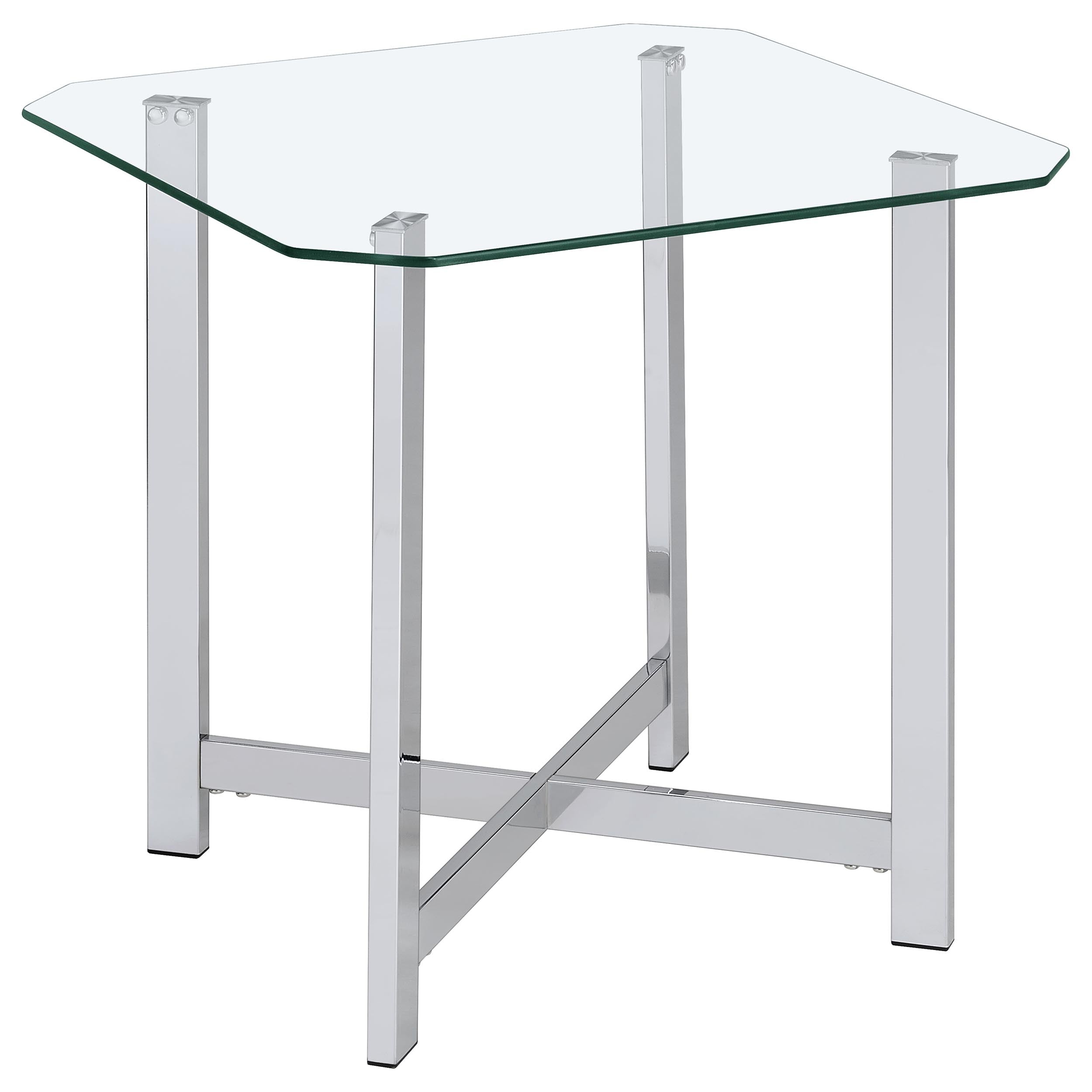 Cronin 2-piece Tempered Glass Top Coffee Table Set Chrome — view 3