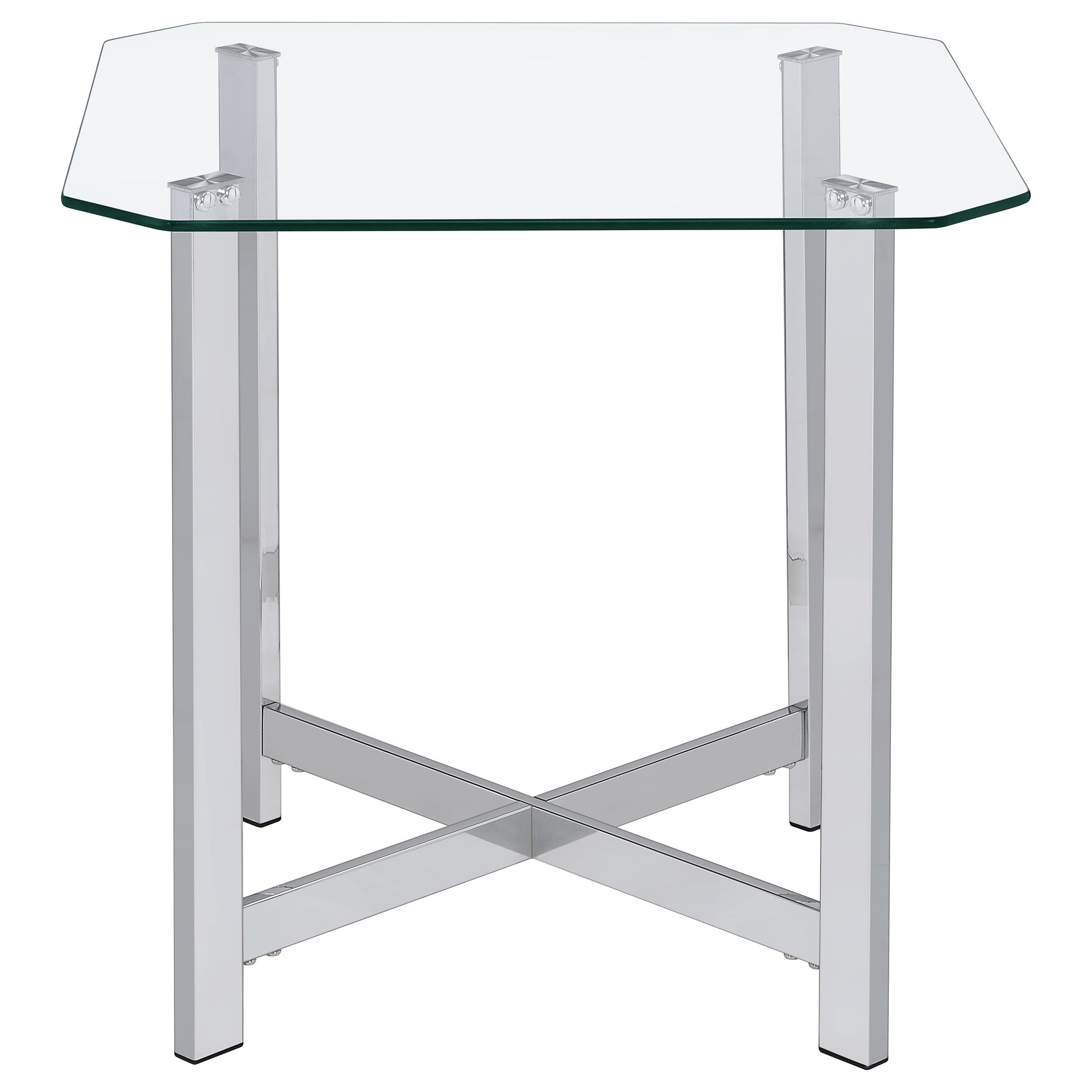Cronin 2-piece Tempered Glass Top Coffee Table Set Chrome — view 5