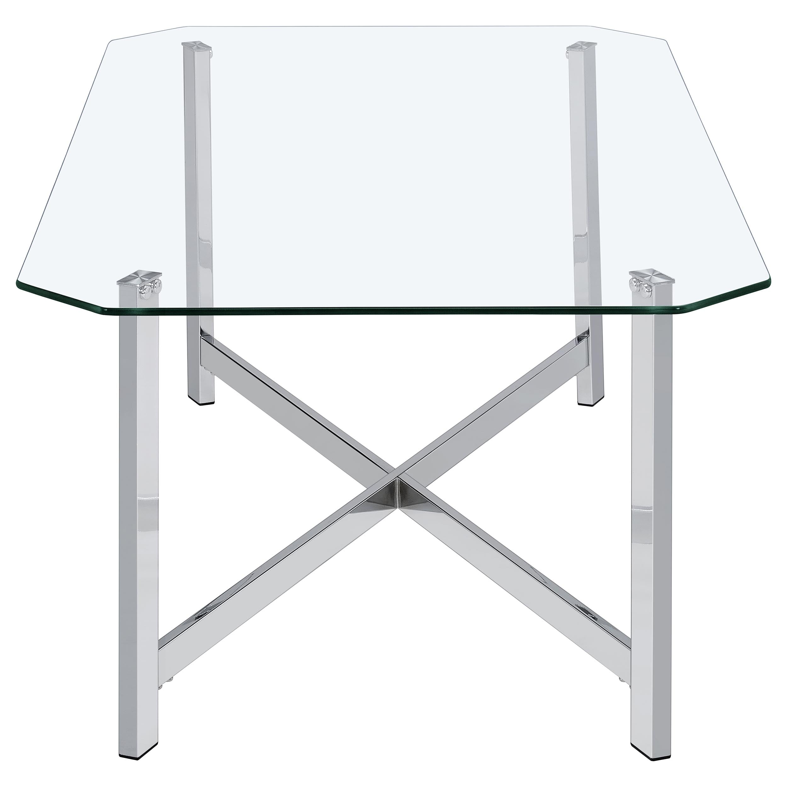 Cronin 3-piece Tempered Glass Top Coffee Table Set Chrome — view 8