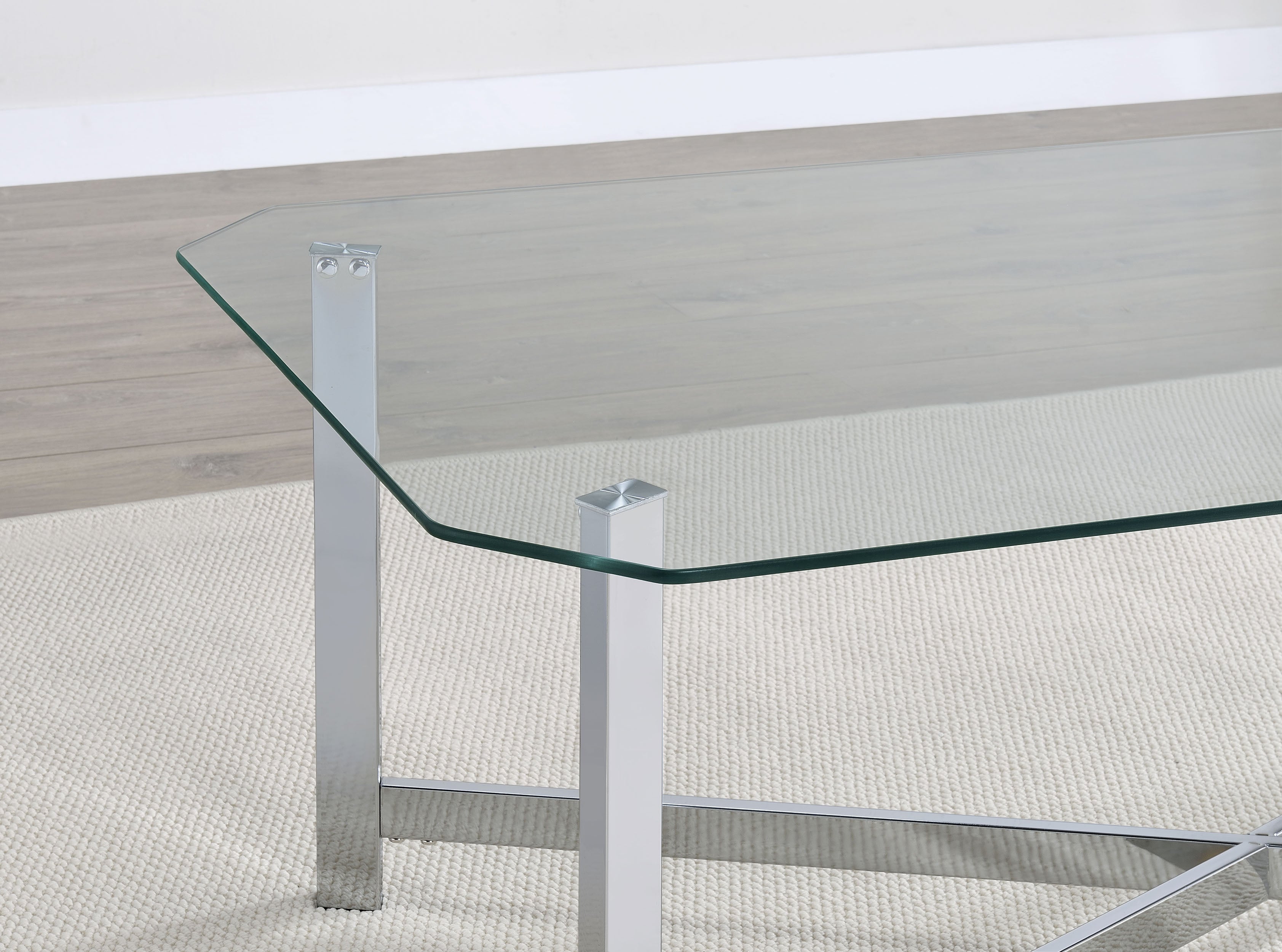 Cronin 3-piece Tempered Glass Top Coffee Table Set Chrome — view 9