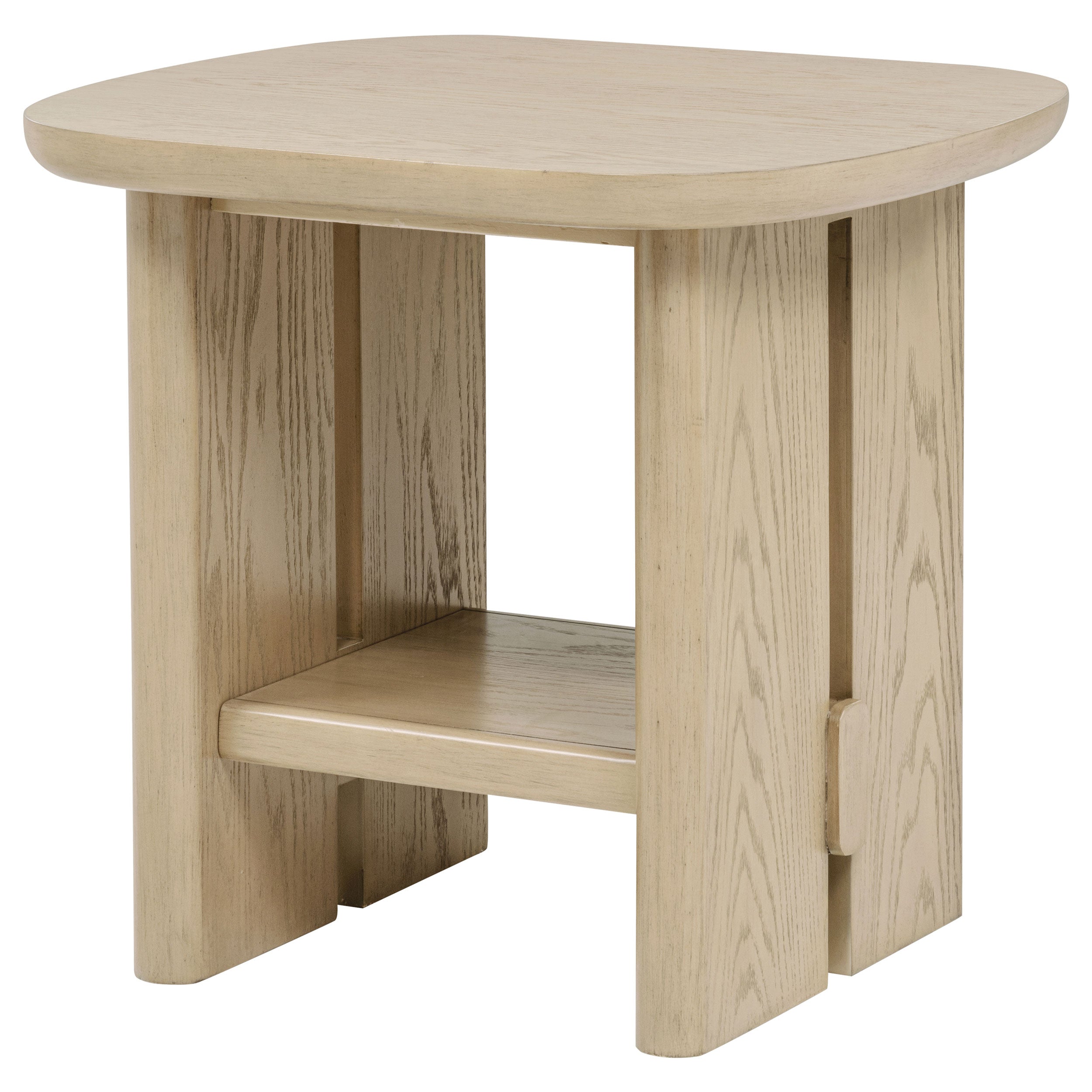 Kailani Coastal Square End Side Table with Shelf Beige Oak — view 4