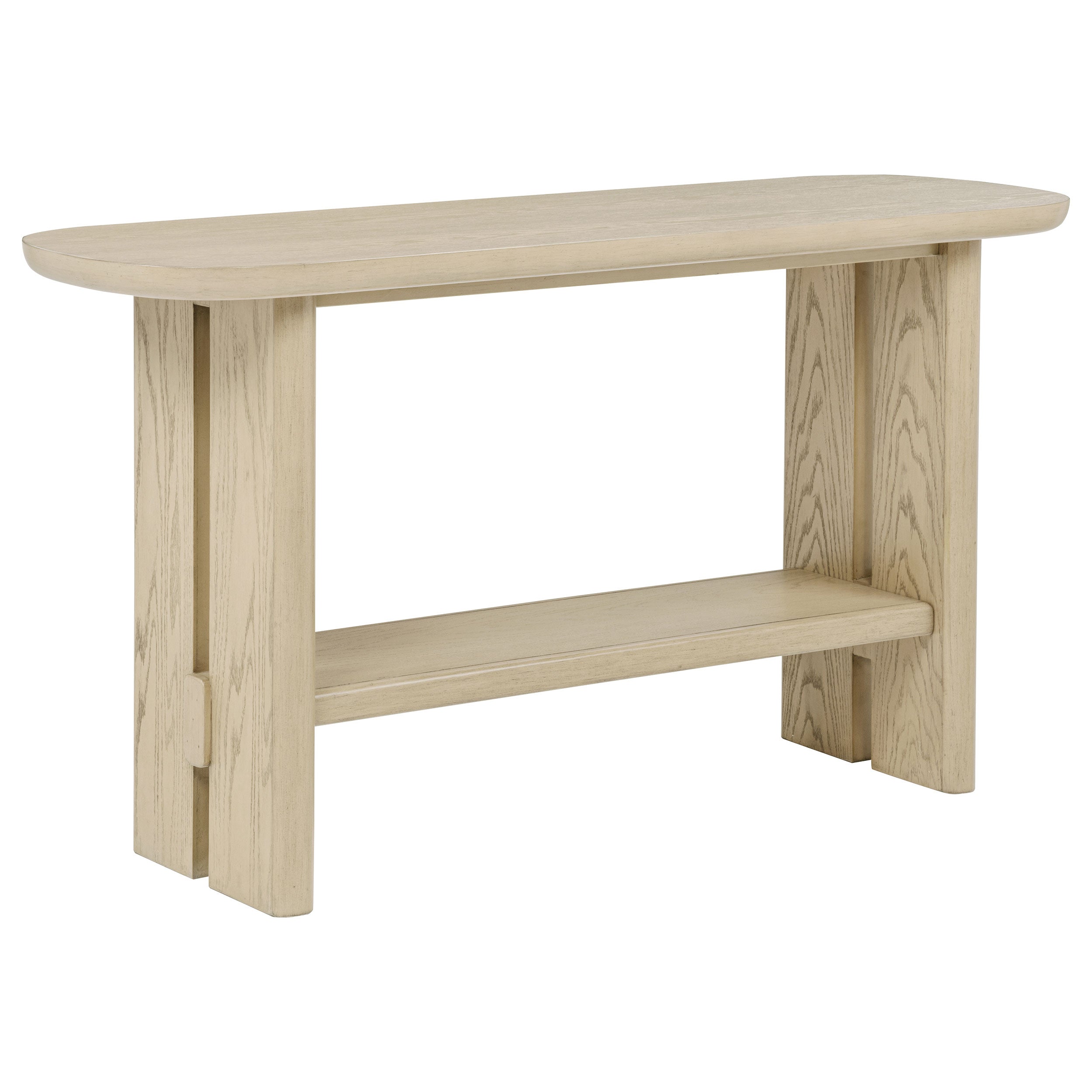 Kailani Coastal Sofa Console Table with Shelf Beige Oak — view 1