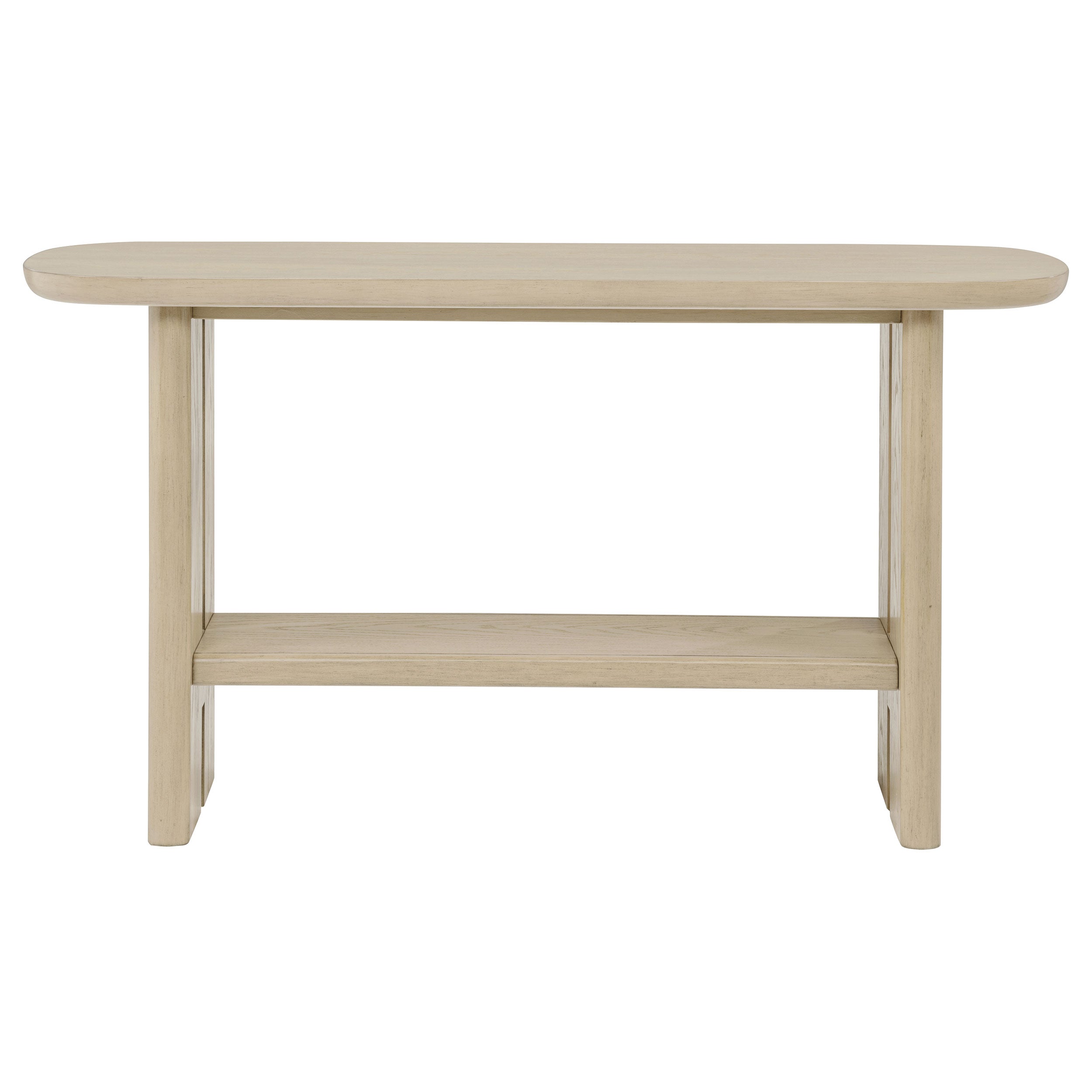 Kailani Coastal Sofa Console Table with Shelf Beige Oak — view 3