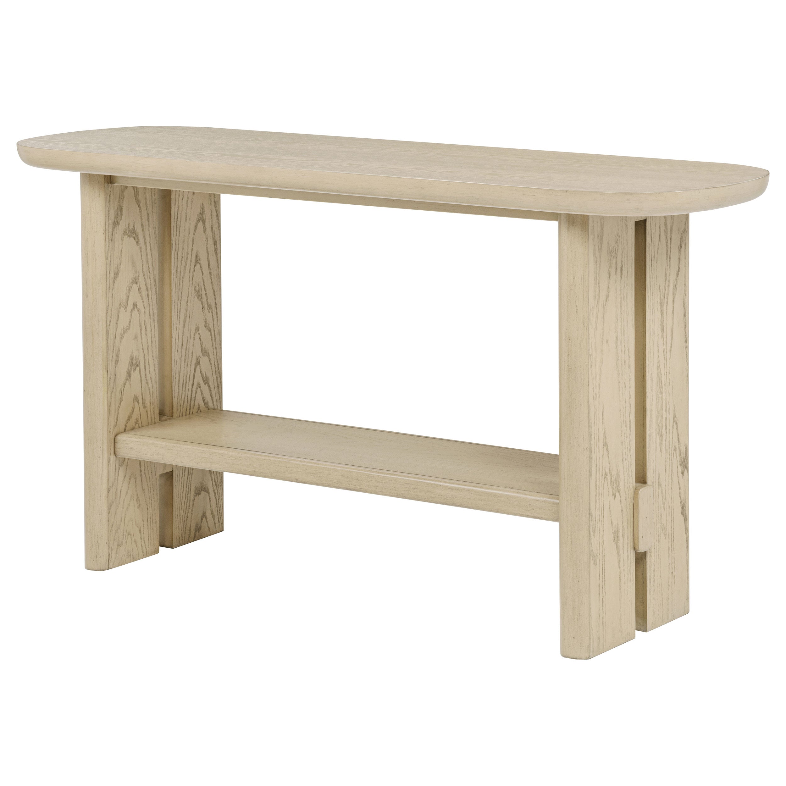 Kailani Coastal Sofa Console Table with Shelf Beige Oak — view 4