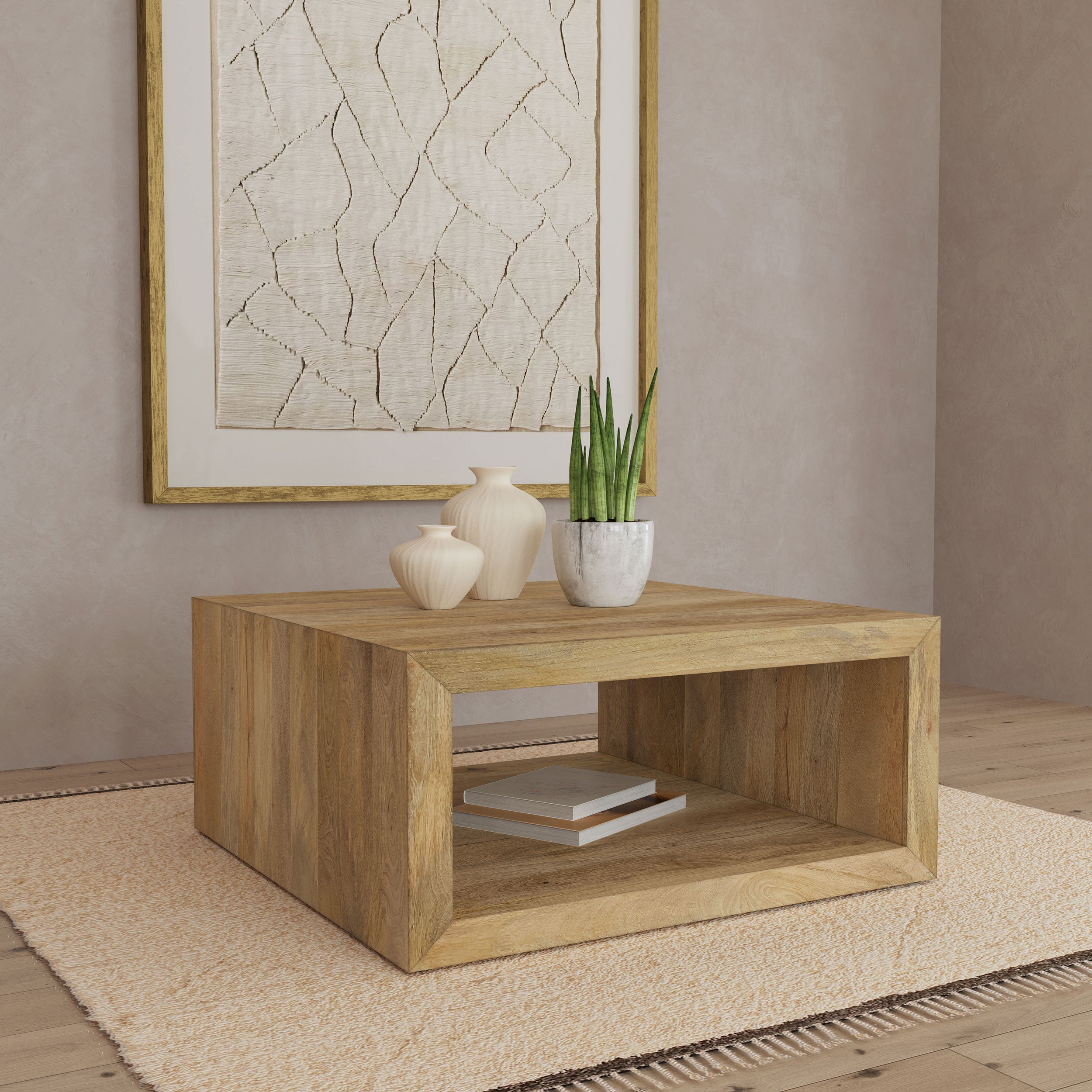 Benton Square Solid Mango Wood Coffee Table Natural — view 2