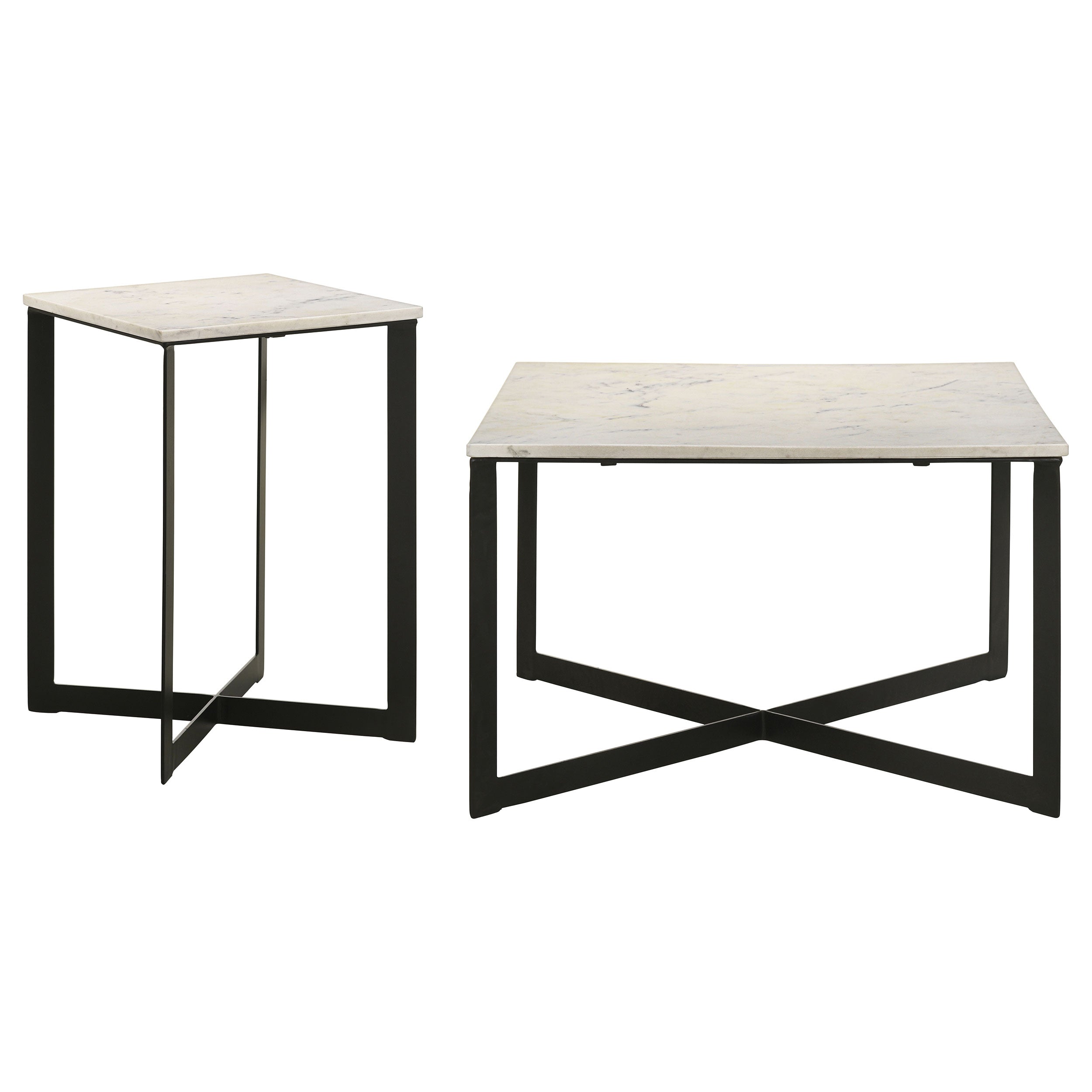 Tobin 2-piece Marble Top Coffee and End Table Set White — view 2