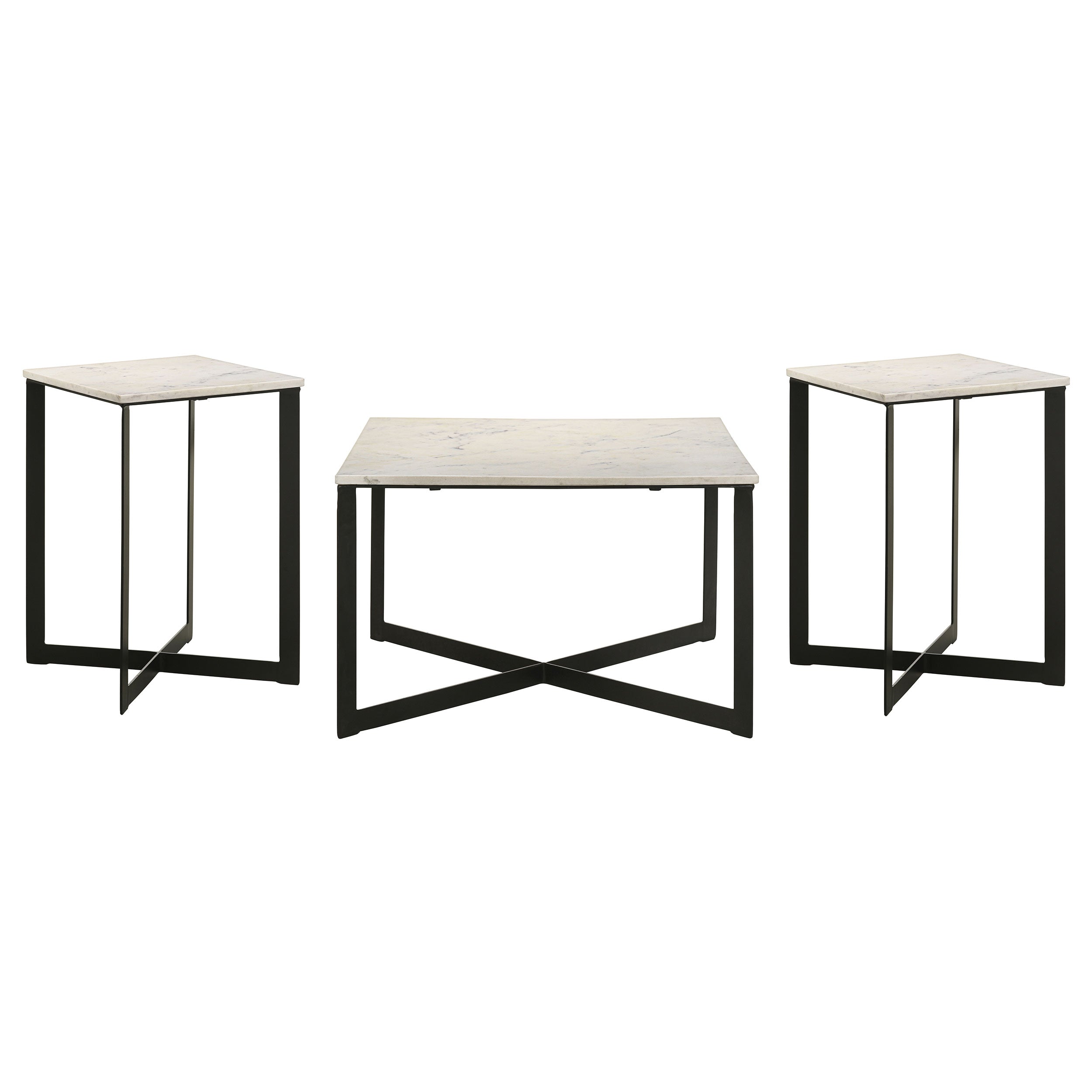 Tobin 3-piece Marble Top Coffee and End Table Set White — view 2