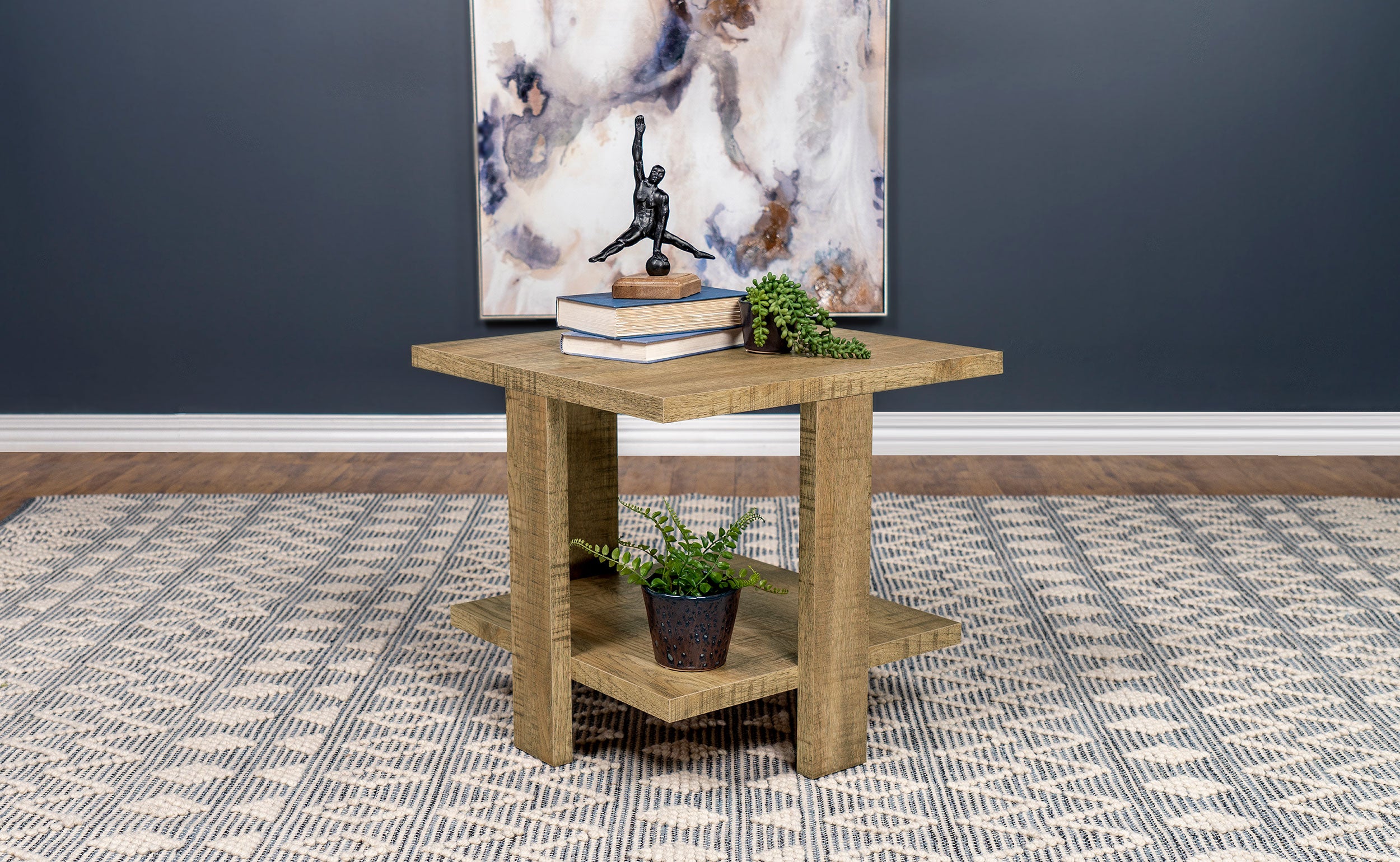 Dawn Square Engineered Wood End Table Mango Brown — view 2
