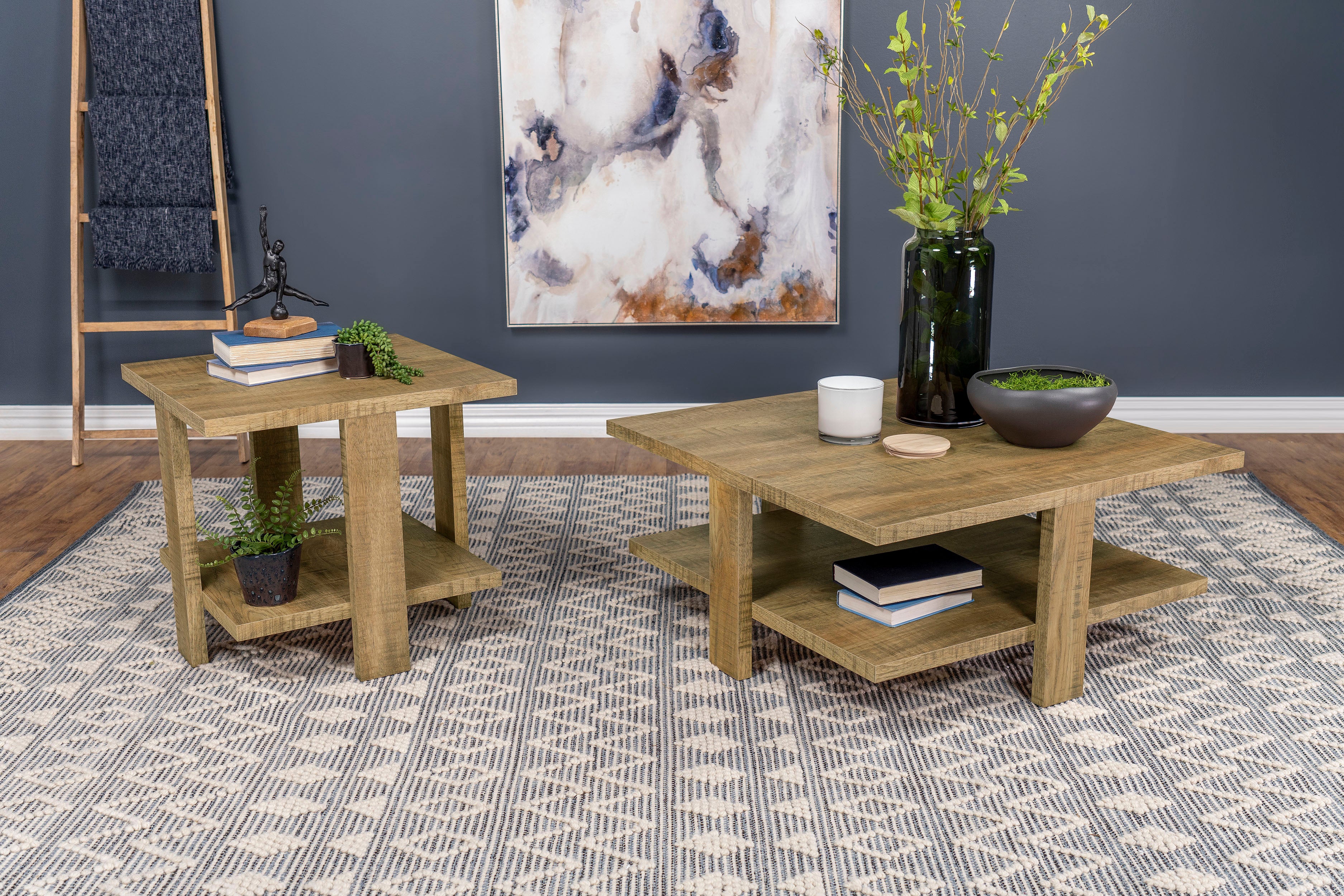 Dawn 2-piece Round Coffee and End Table Set Mango Brown — view 1