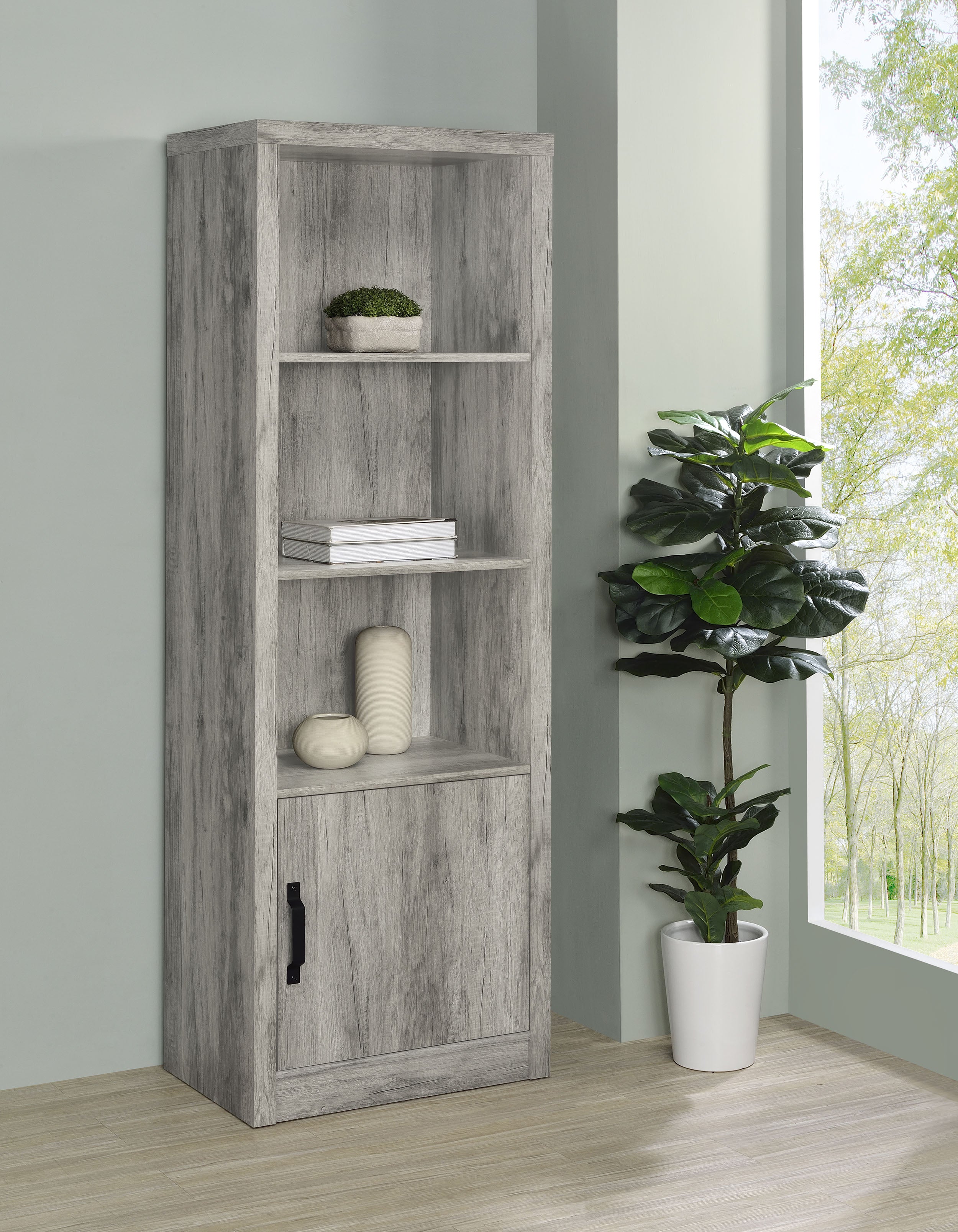 Burke 4-shelf Engineered Wood Media Tower Grey Driftwood — view 2