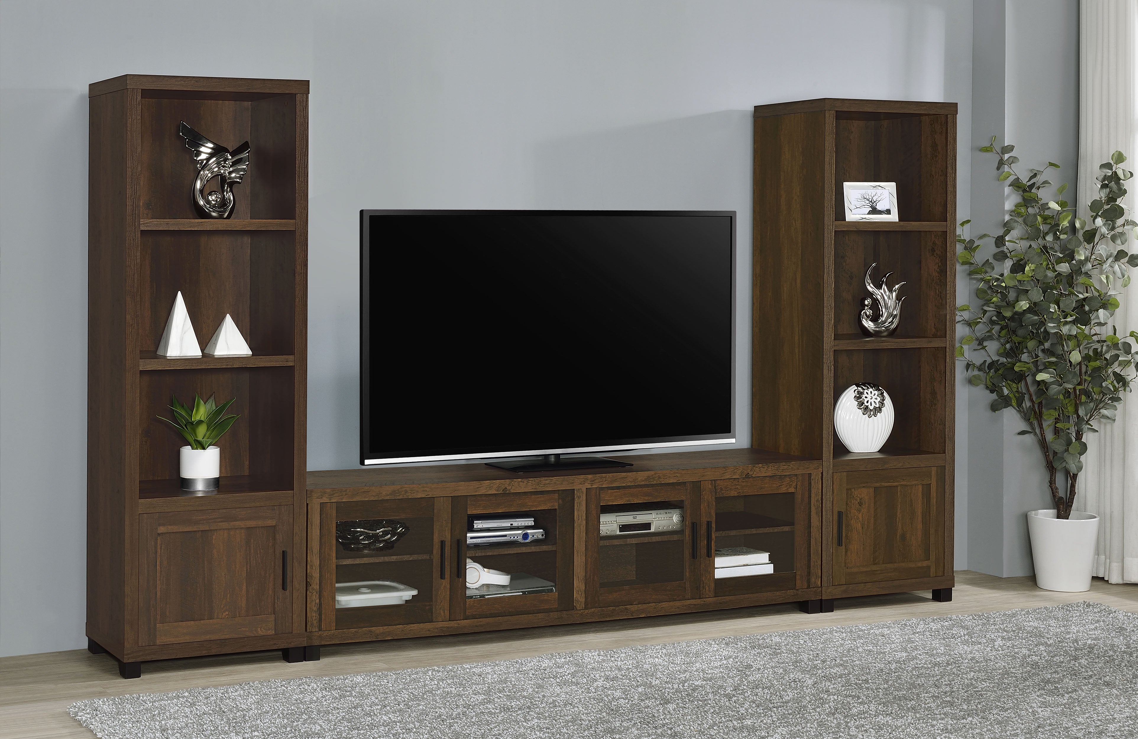 Sachin 3-shelf Engineered Wood Media Tower Dark Pine — view 12