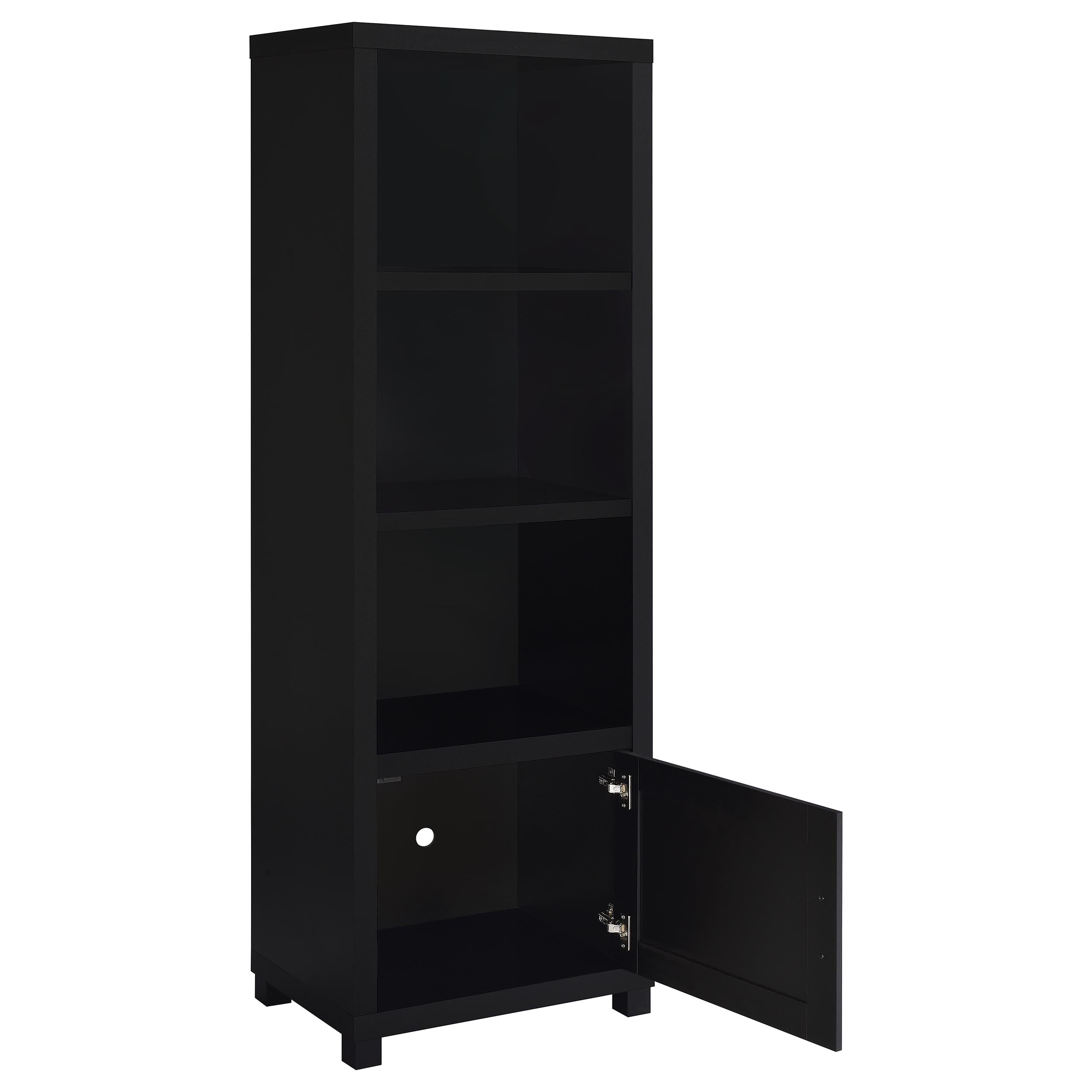 Jupiter 3-shelf Engineered Wood Media Tower Black — view 3