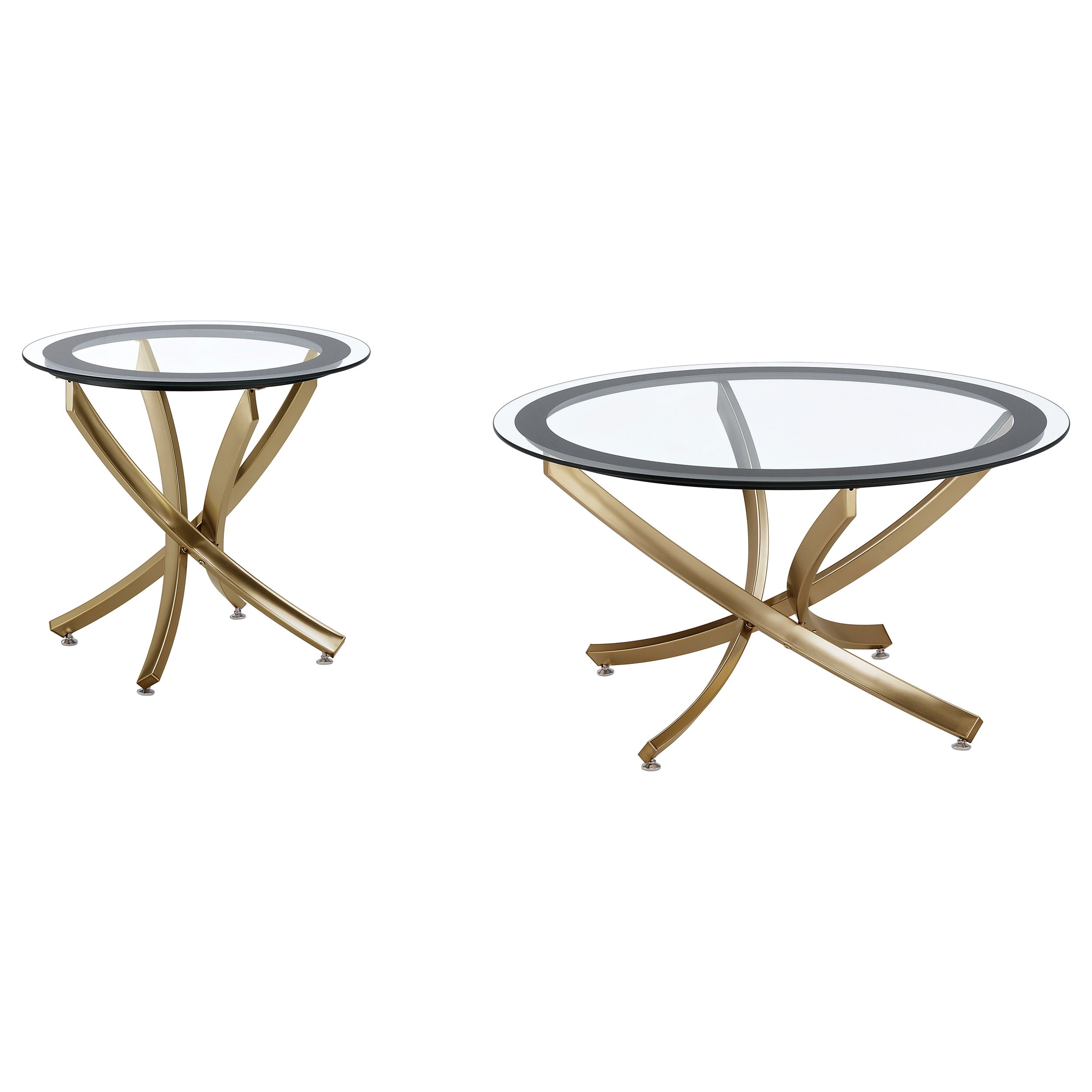 Brooke 2-piece Round Coffee and End Table Set Rose Brass — view 2