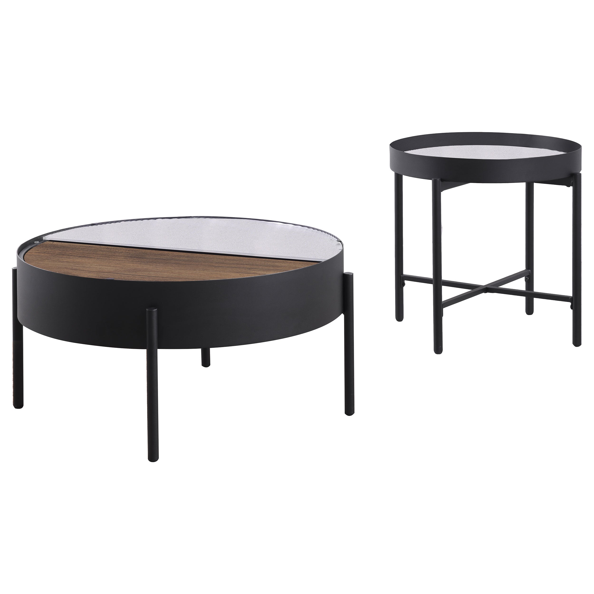 Ozella 2-piece Round Coffee and End Table Set Sandy Black — view 4