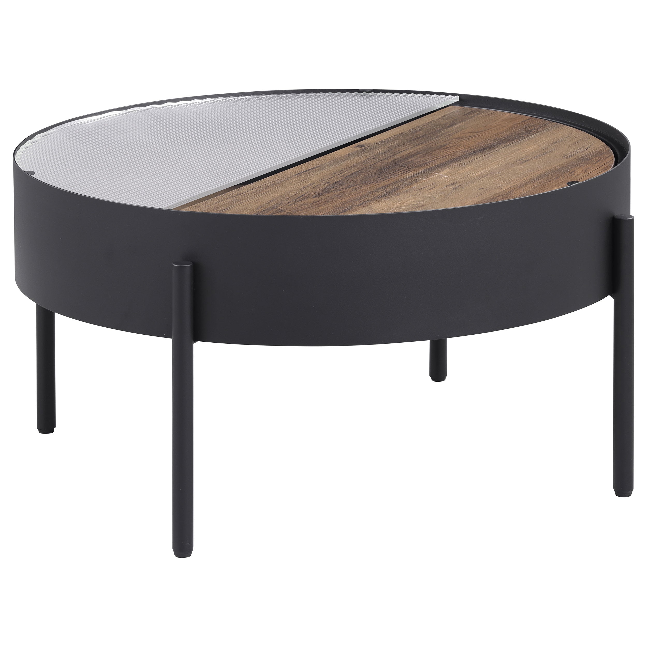 Ozella 3-piece Round Coffee and End Table Set Sandy Black — view 7