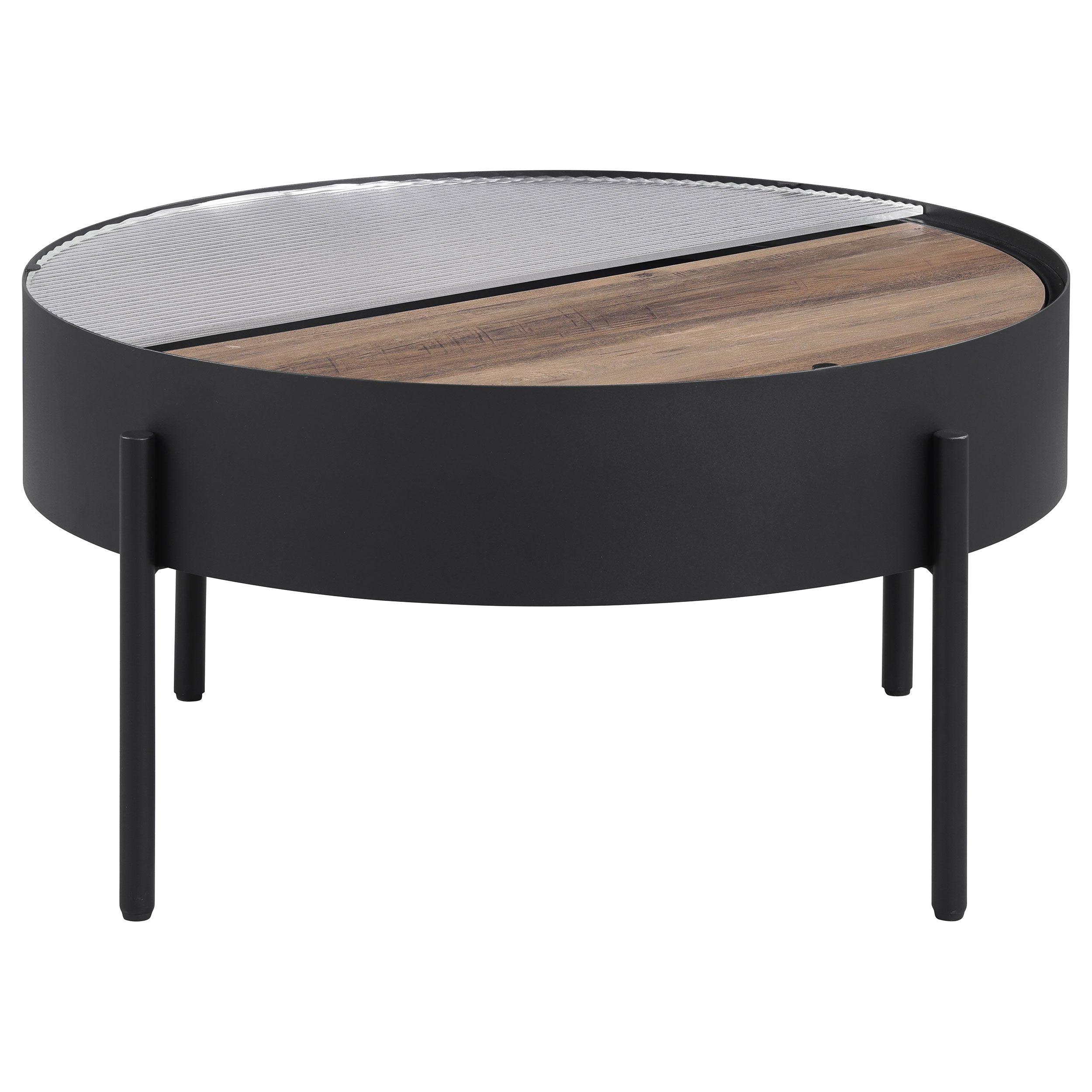 Ozella Round Coffee Table with Hidden Storage Sandy Black — view 5
