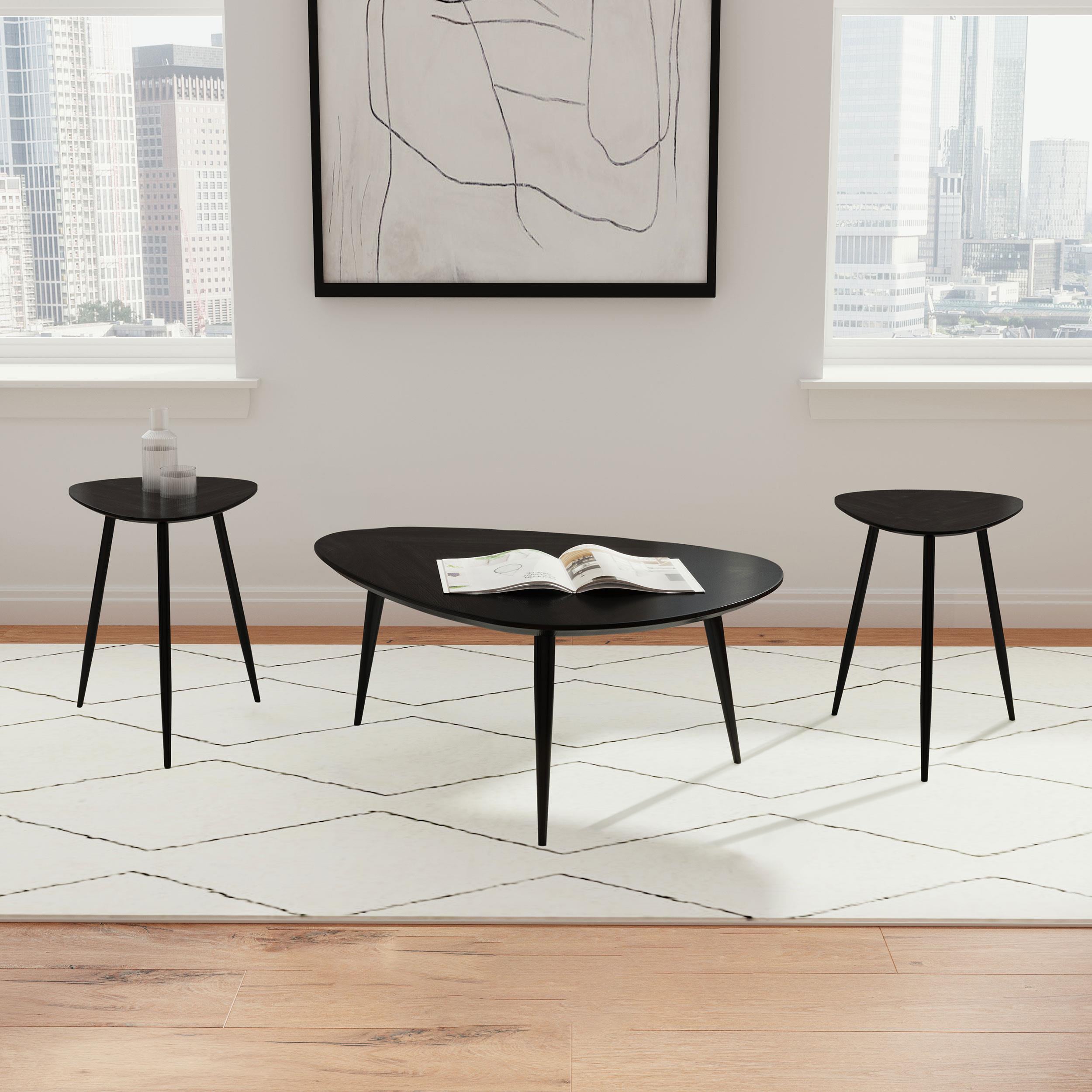 Odessa 3-piece Triangular Coffee and End Table Set Black — view 1