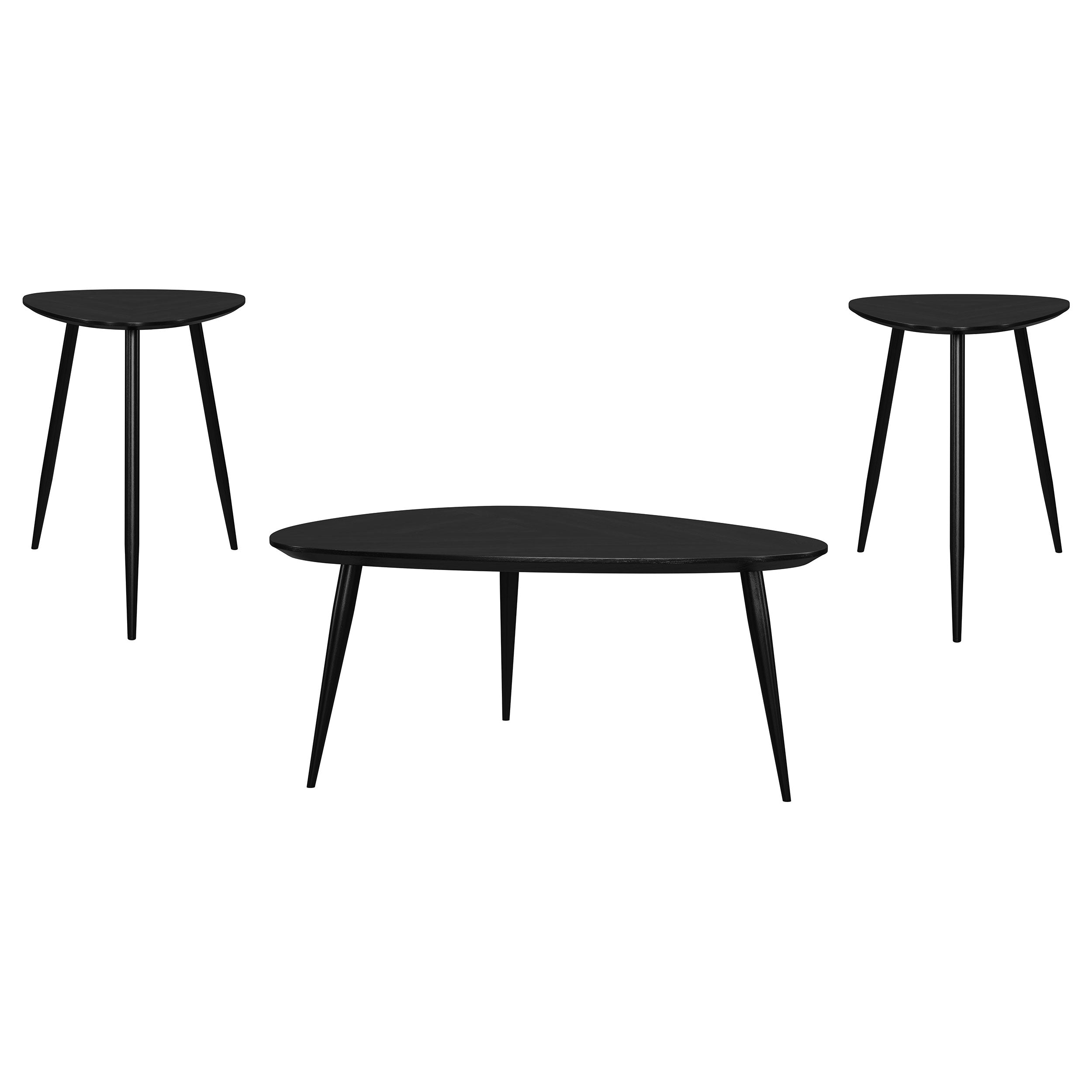 Odessa 3-piece Triangular Coffee and End Table Set Black — view 2