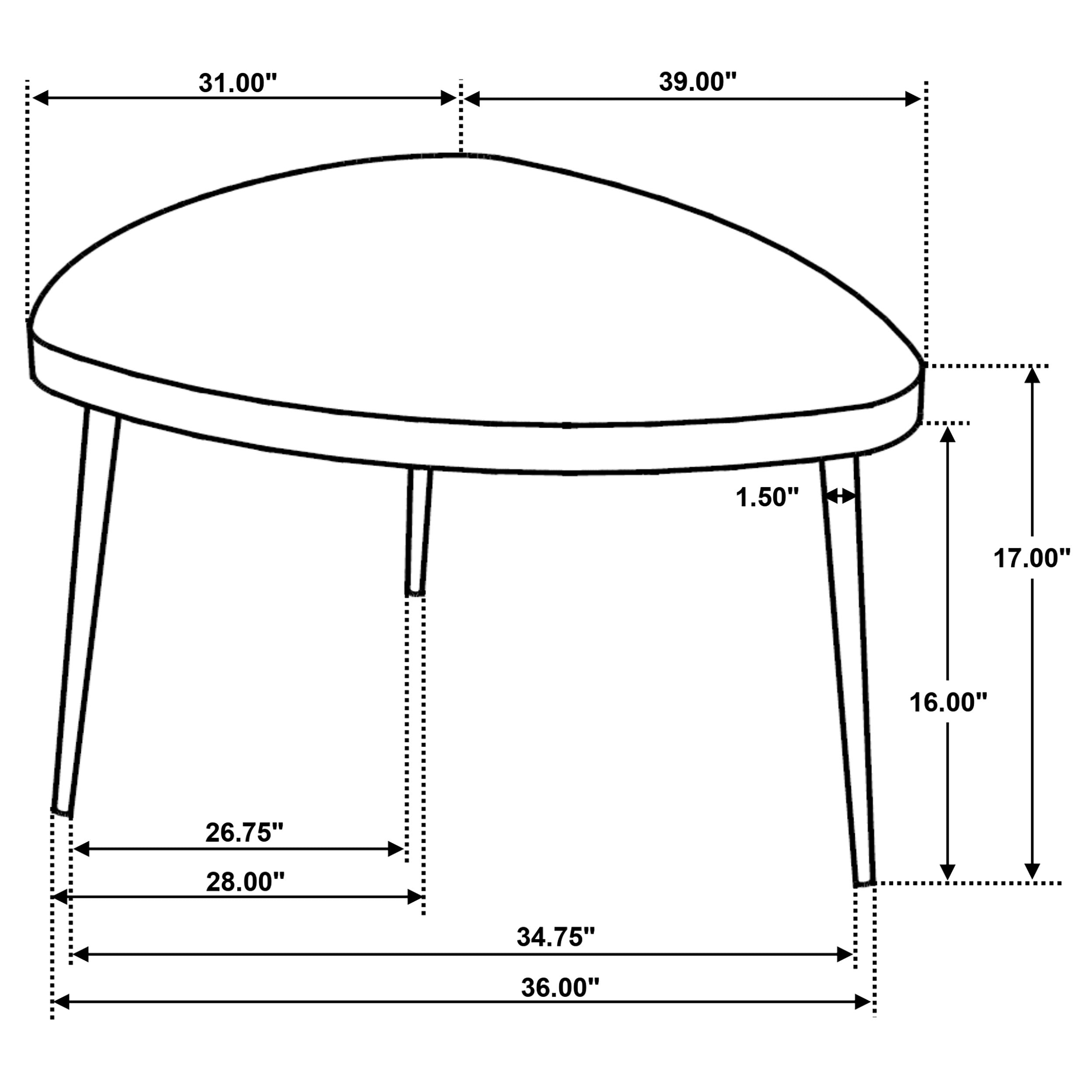 Odessa Triangular Solid Wood Coffee Table Black — view 11