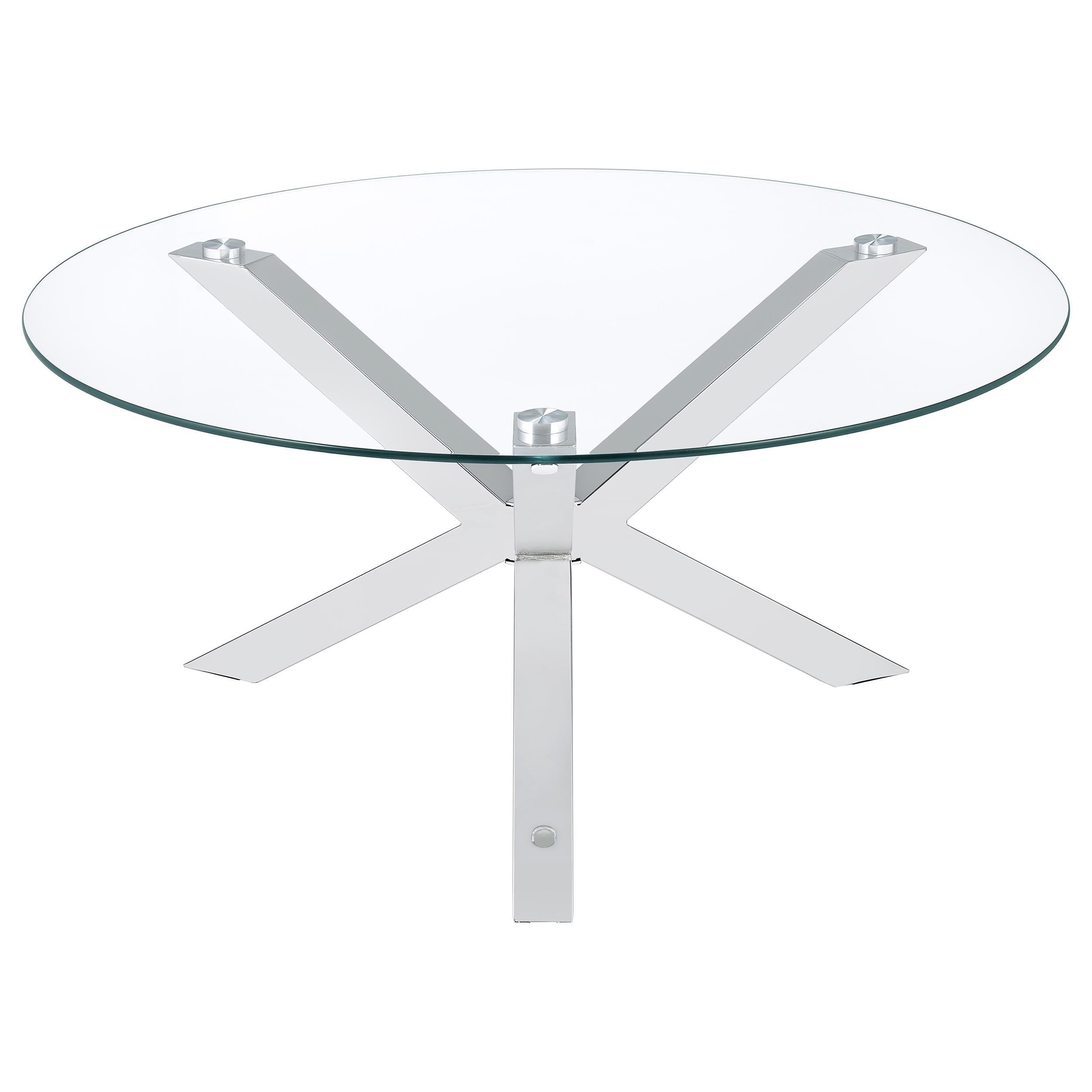 Kenzie Round Tempered Glass Top Cocktail Coffee Table Chrome — view 4