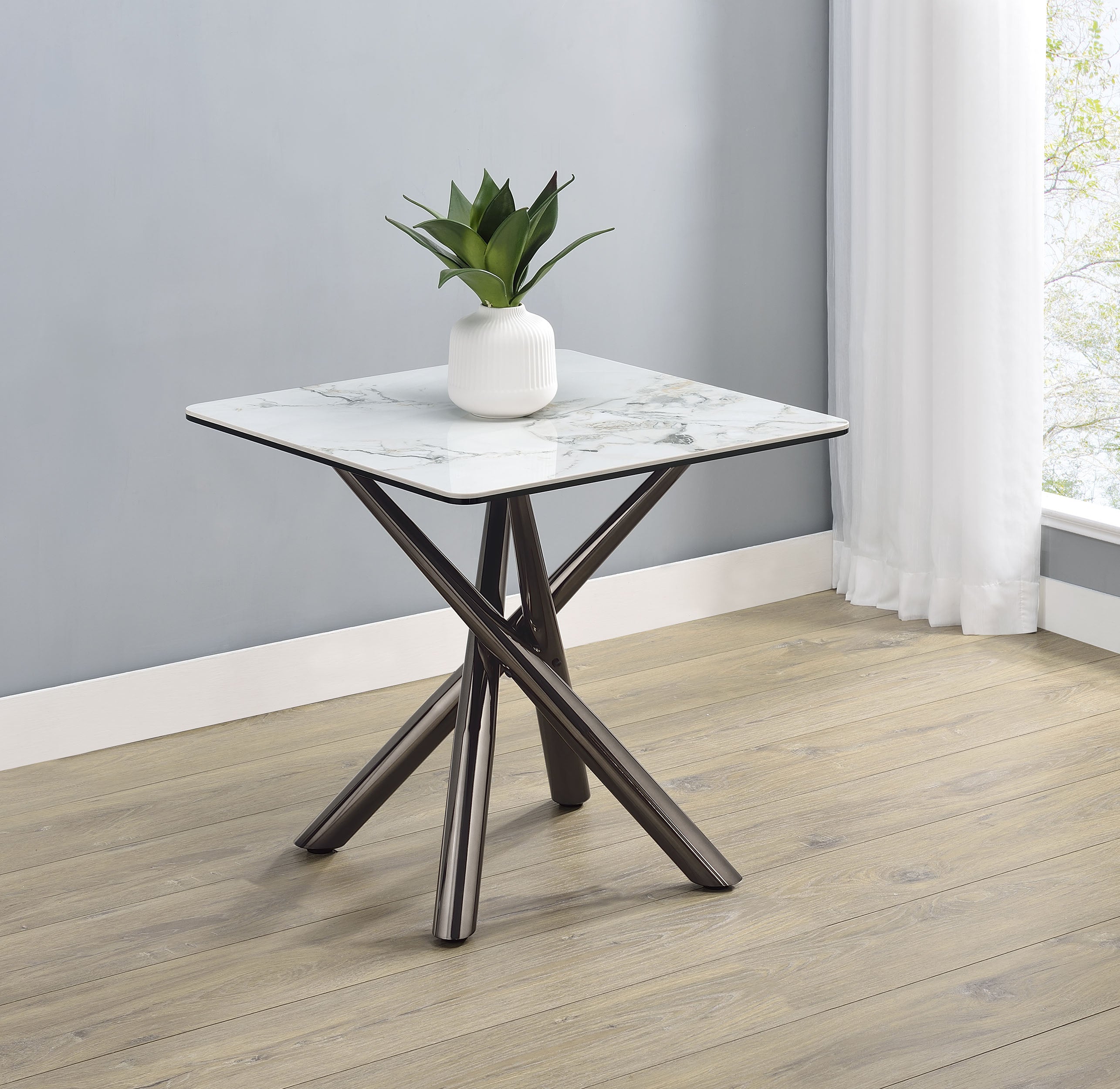 Carvell Square Sintered Stone End Side Table Mirage White — view 2