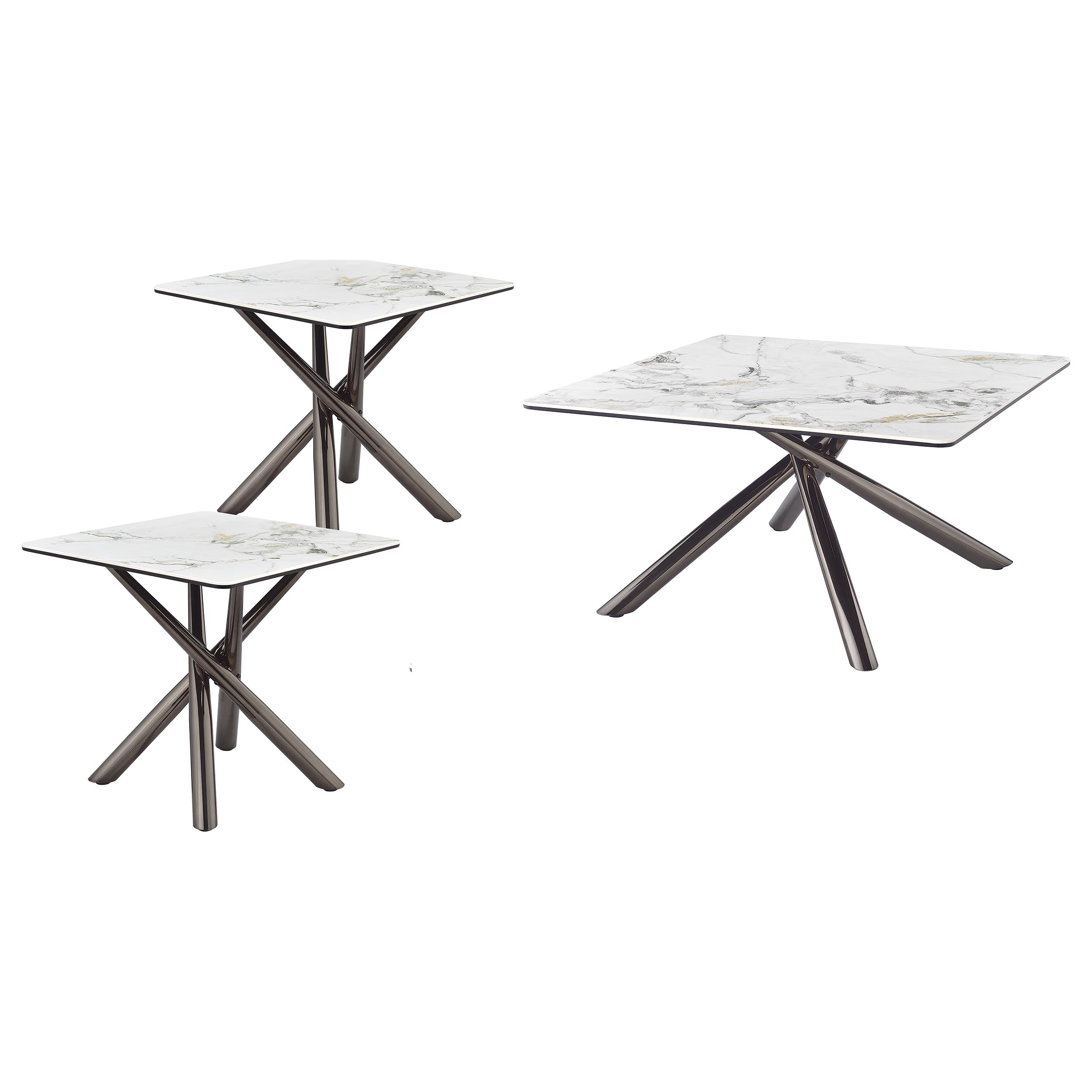Carvell 3-piece Square Coffee and End Table Set Mirage White — view 2