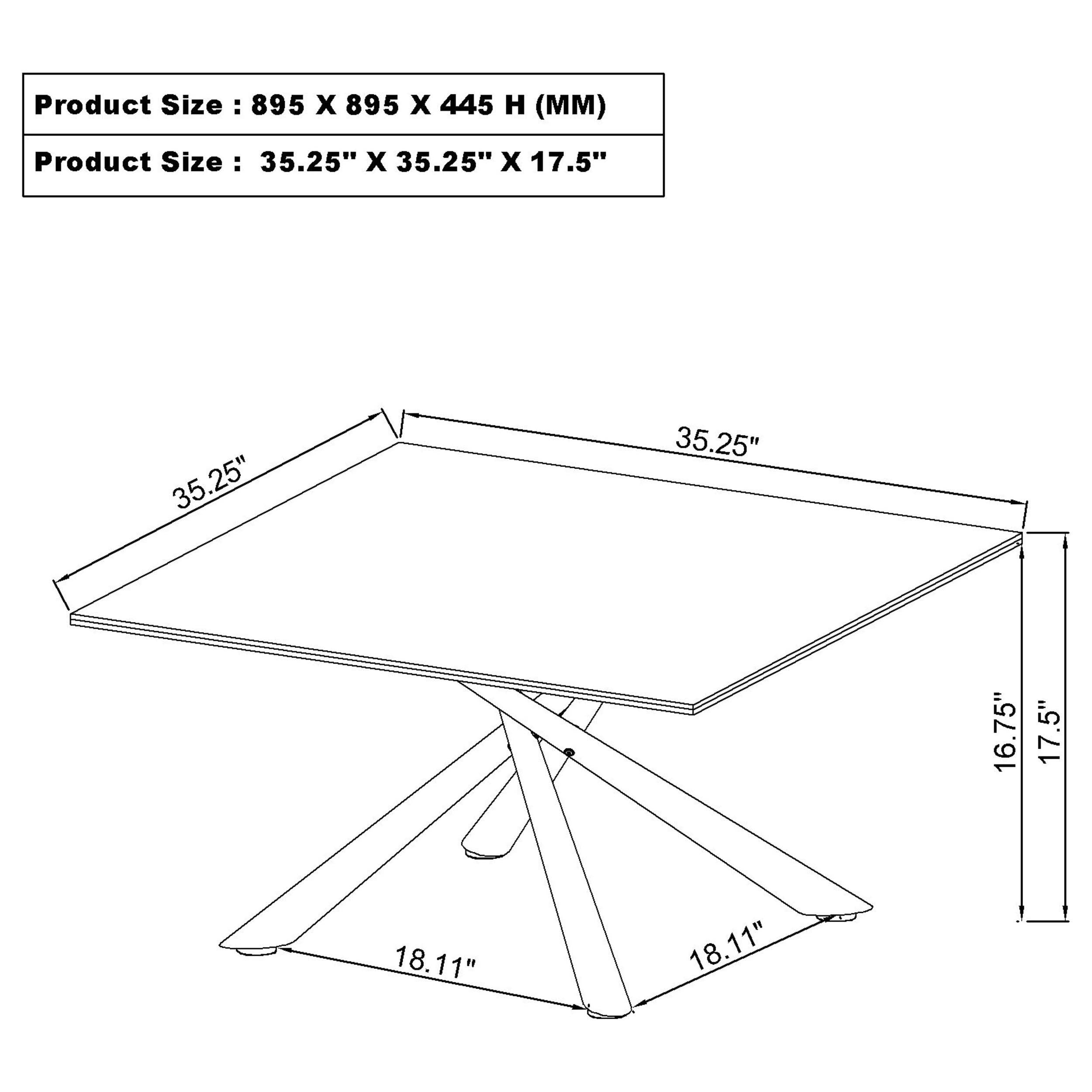 Carvell Square Sintered Stone Top Coffee Table Mirage White — view 10