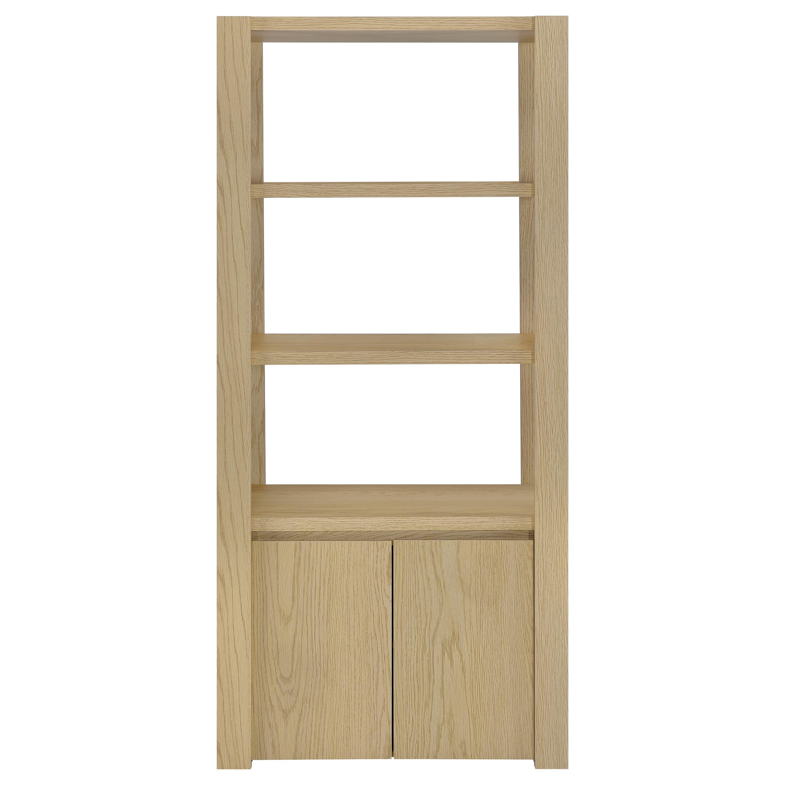 Laurelton 3-shelf Media Tower Tall Pier Cabinet Light Oak — view 4