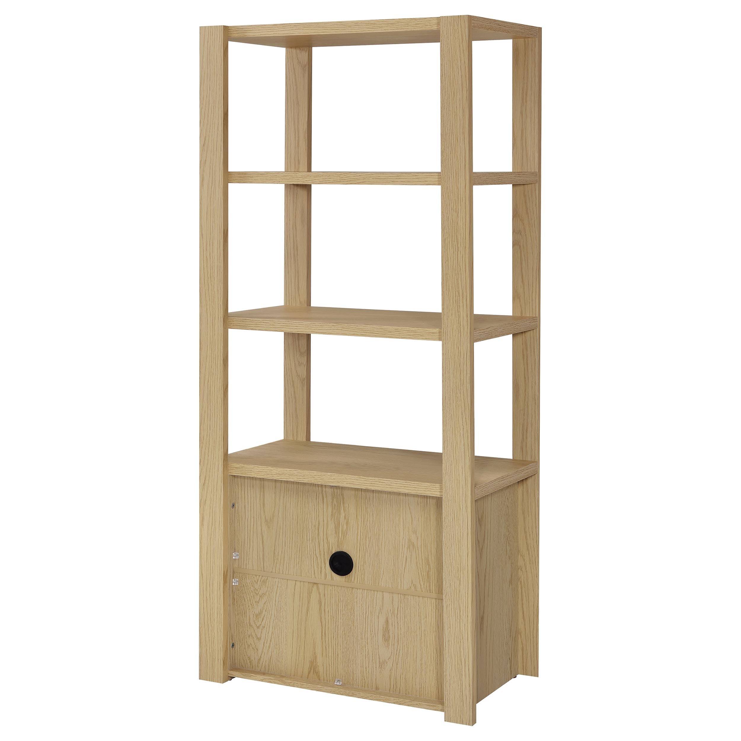 Laurelton 3-shelf Media Tower Tall Pier Cabinet Light Oak — view 8