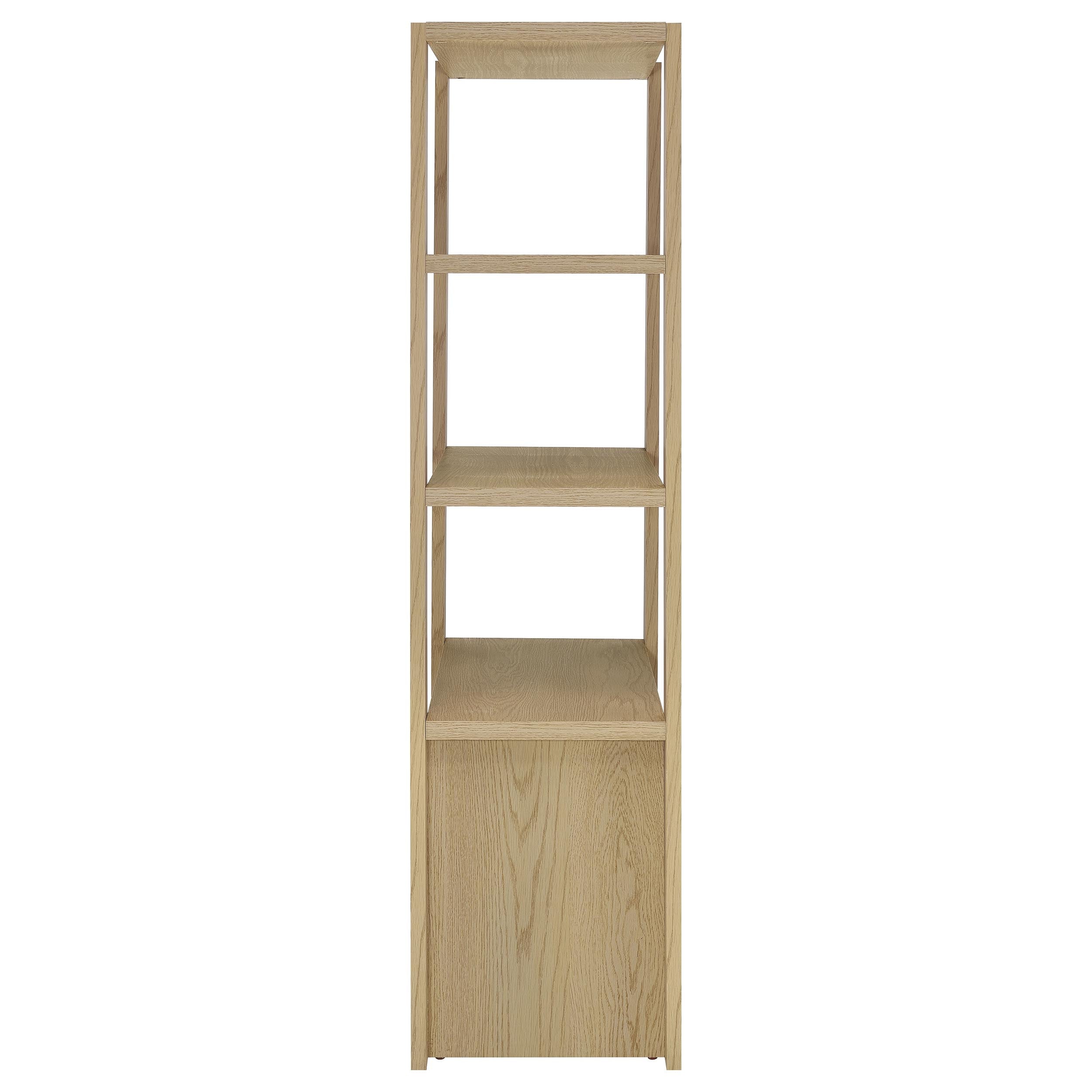 Laurelton 3-shelf Media Tower Tall Pier Cabinet Light Oak — view 9