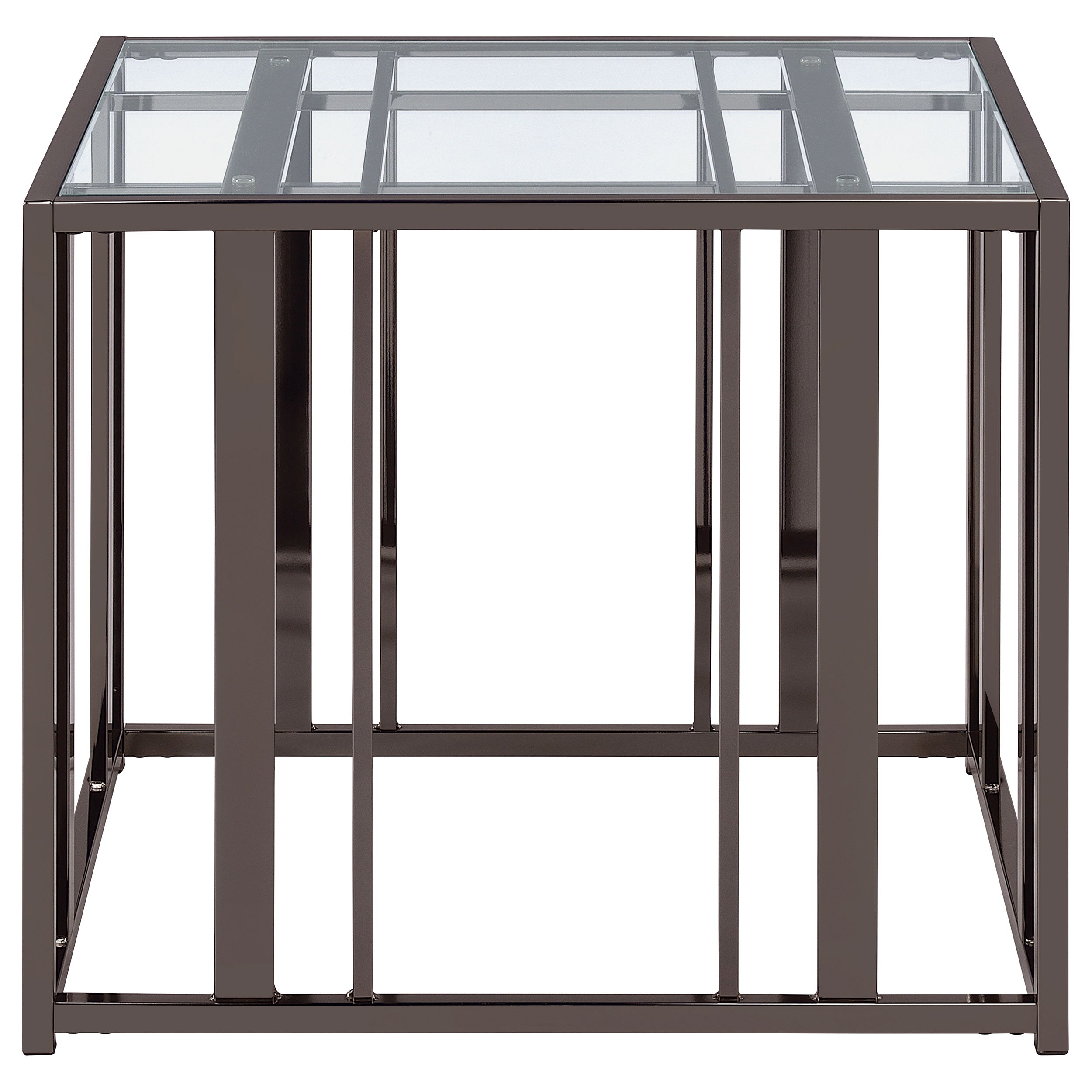 Adri Rectangular Glass Top Side End Table Black Nickel — view 7